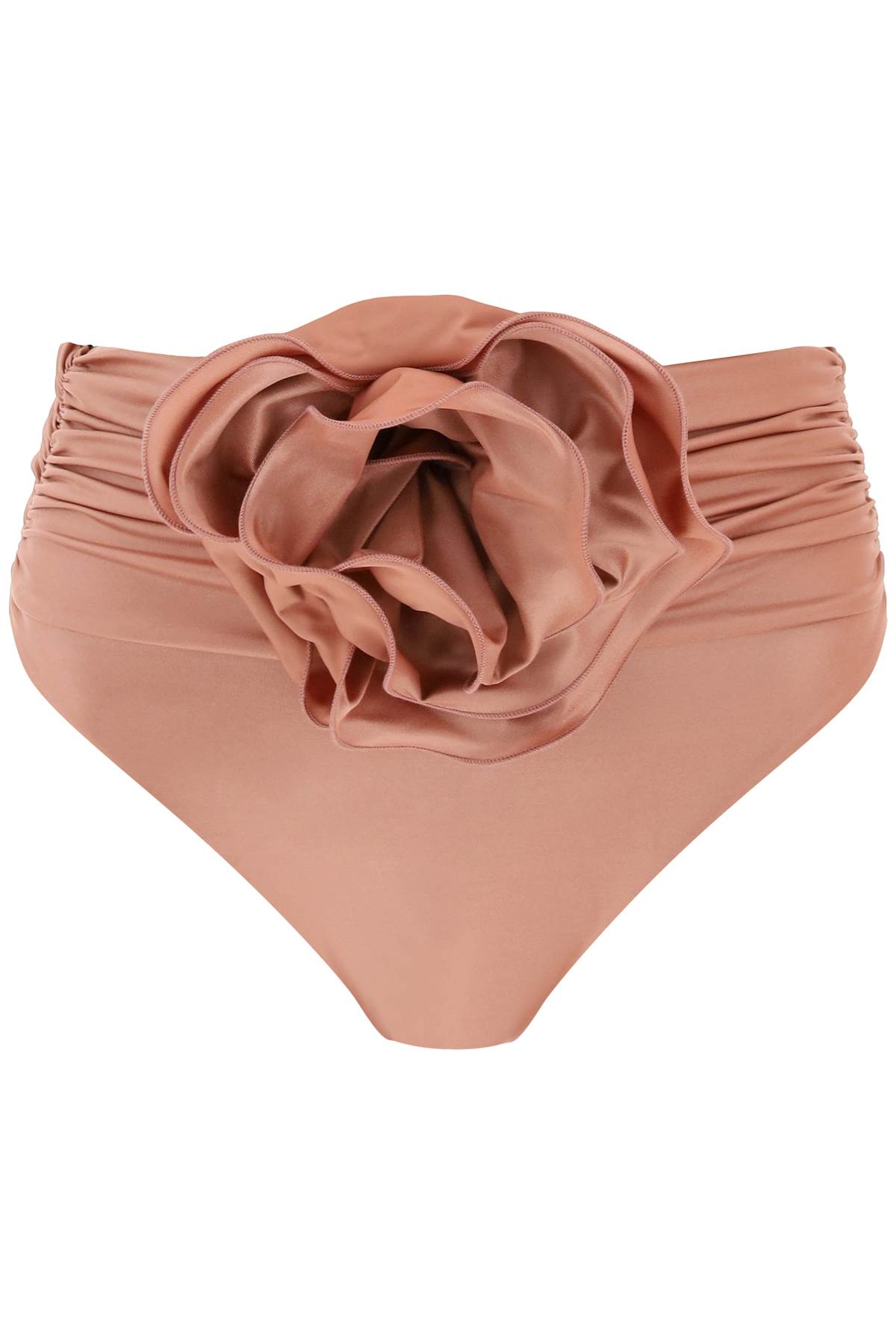 Shop Magda Butrym High-waisted Bikini Briefs With Flower Clip In Pink (metallic)