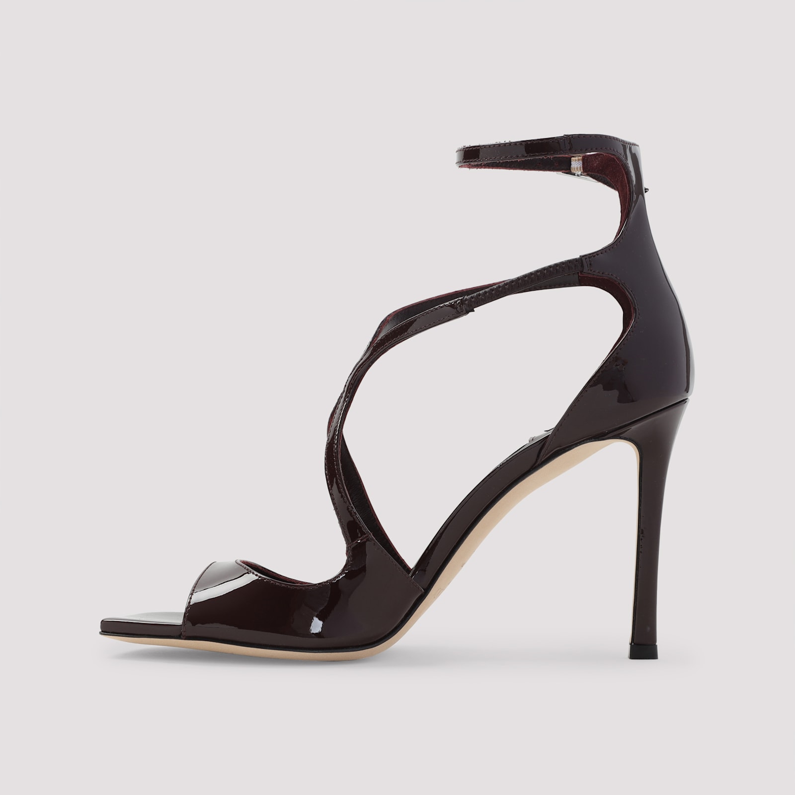 Jimmy Choo Azia 95 Sandals In Bordeaux Patent Leather In Burgundy