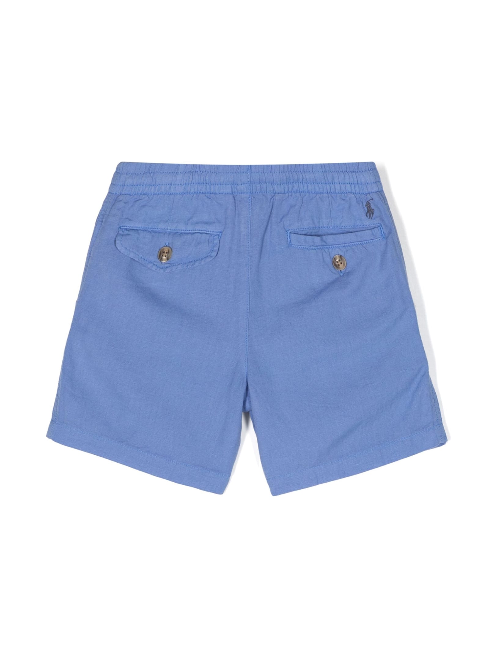 Shop Ralph Lauren Cerulean Blue Linen And Cotton Bermuda Shorts