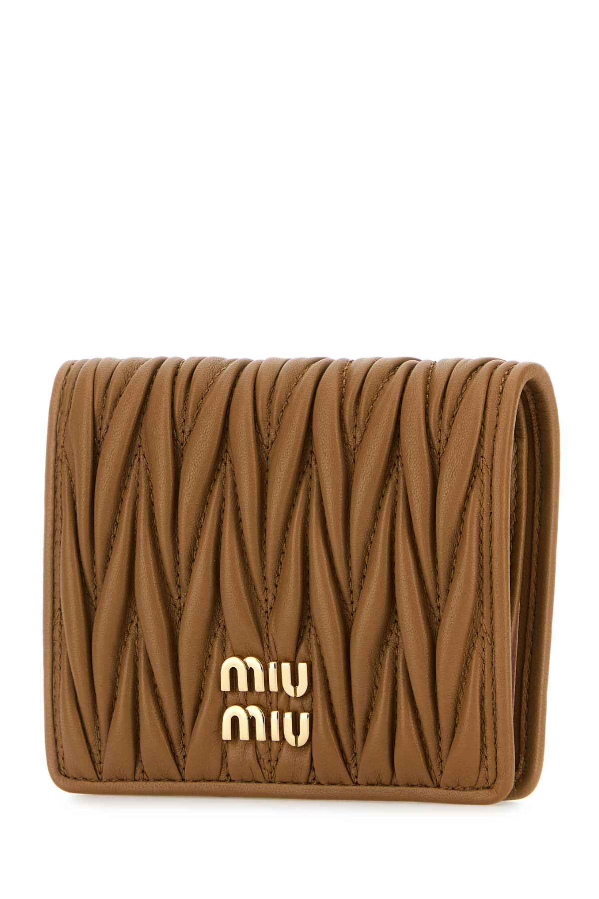 Miu Miu Camel Leather Wallet In Brown