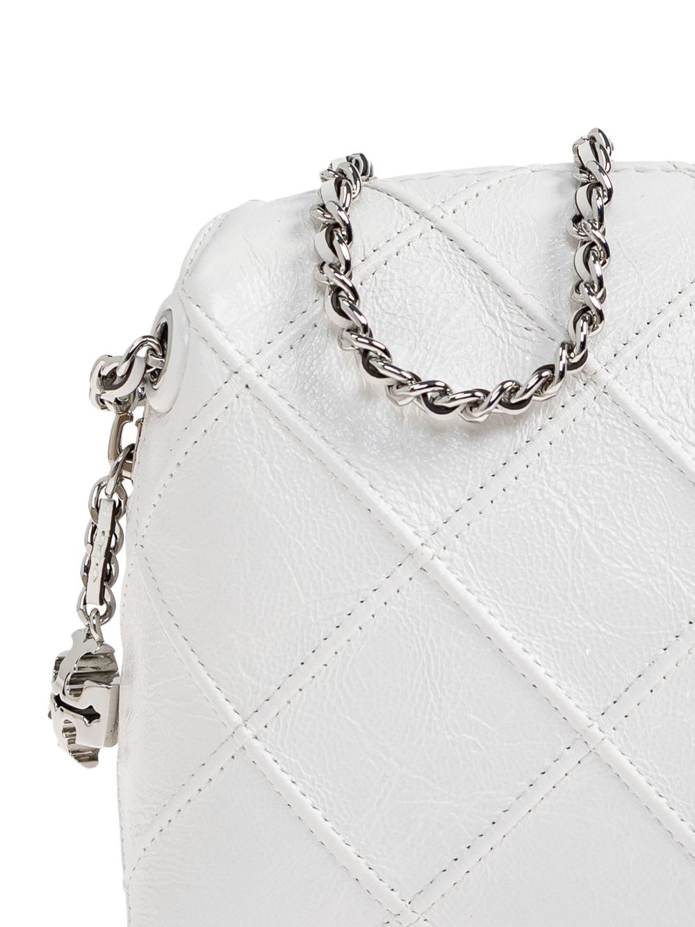 Tory Burch Fleming Leather Crossbody Bag In White