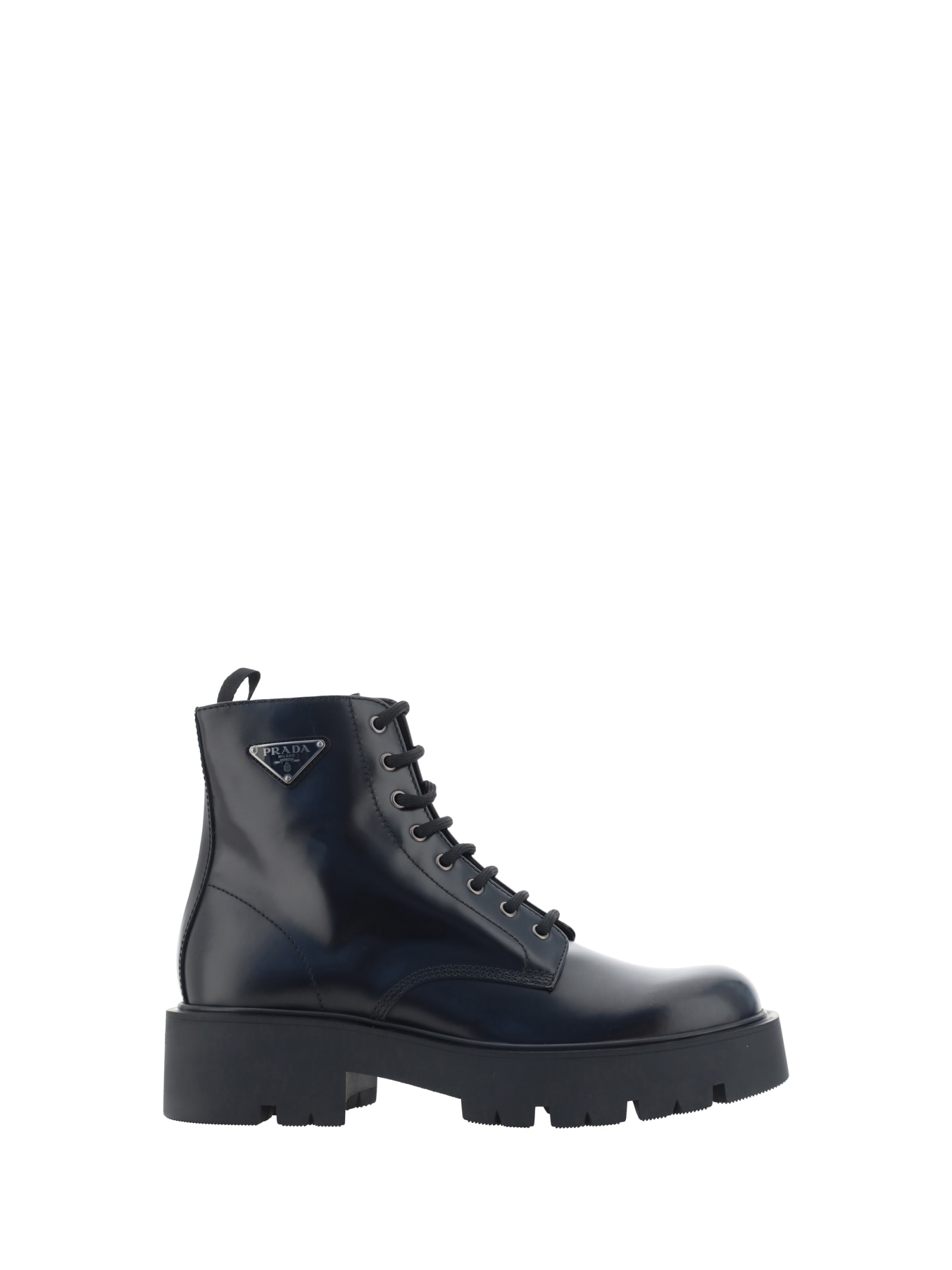 Shop Prada Ankle Boots In Nero