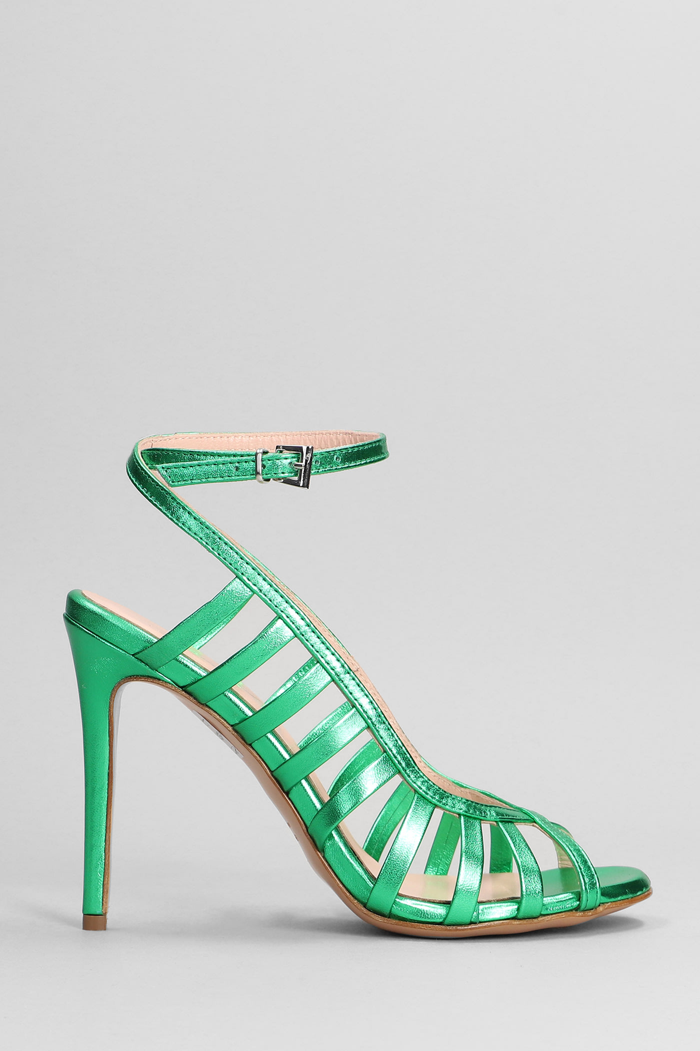 ANNA F SANDALS IN GREEN LEATHER