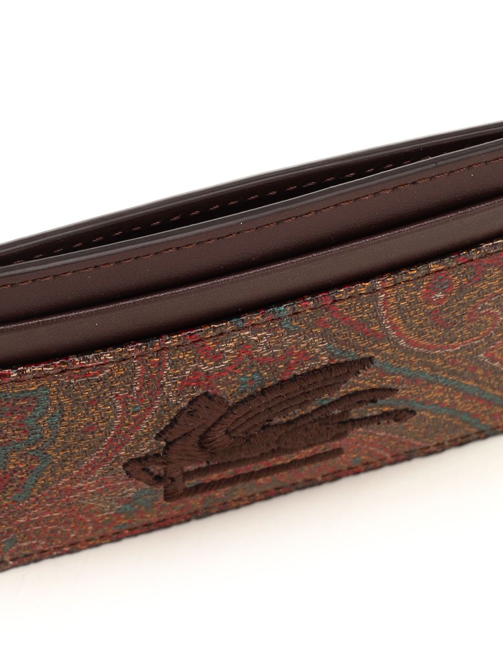 Shop Etro Pegaso Card Case In Bordeaux