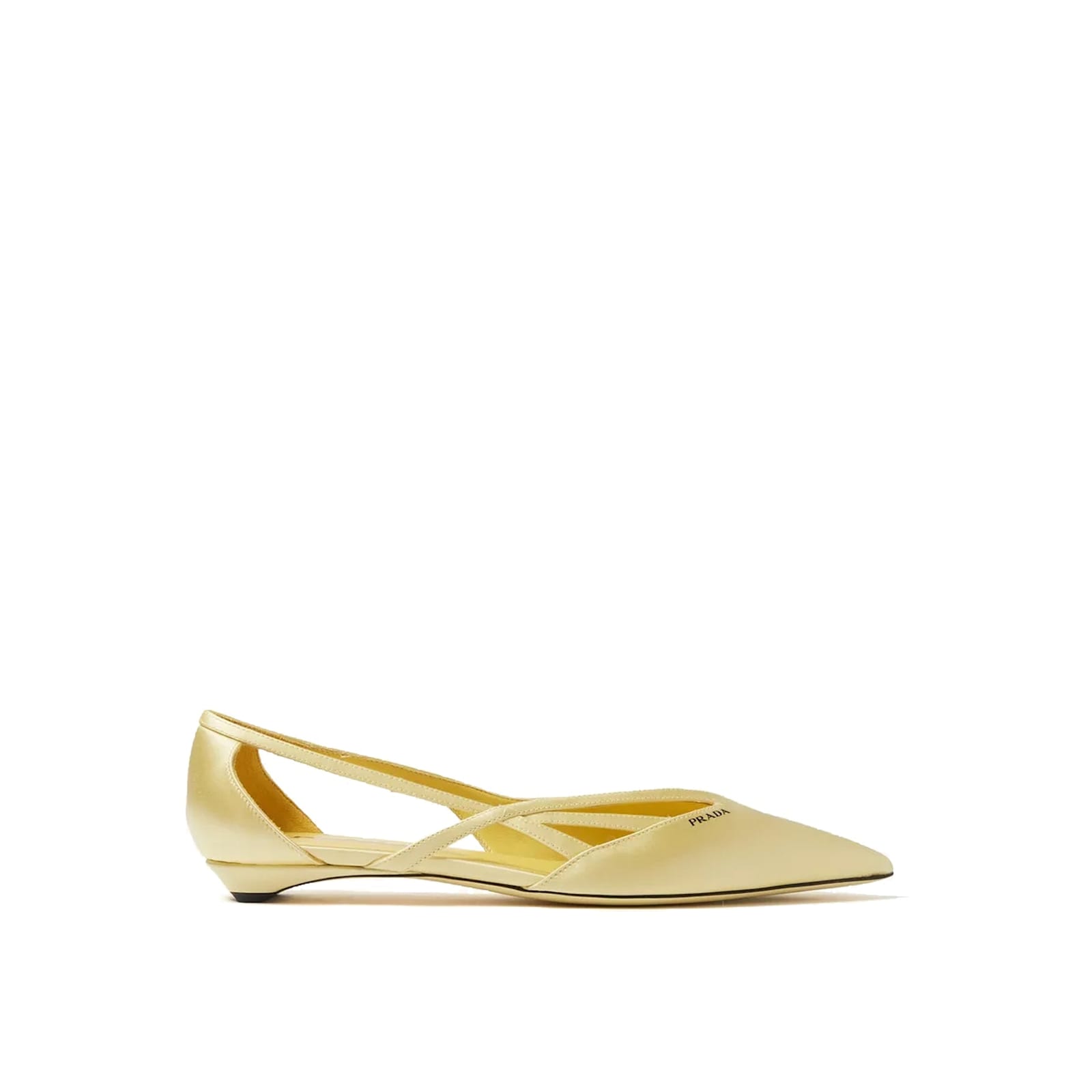 Prada Satin Ballerina Flats In Yellow