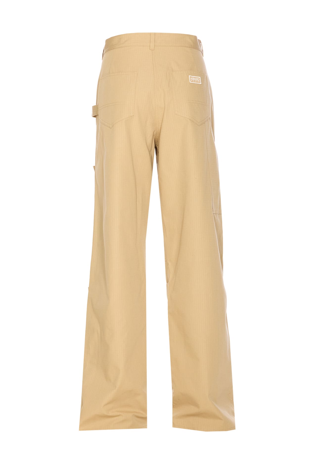 Kenzo Cargo Style Wide Leg Trousers With Pockets In Beige