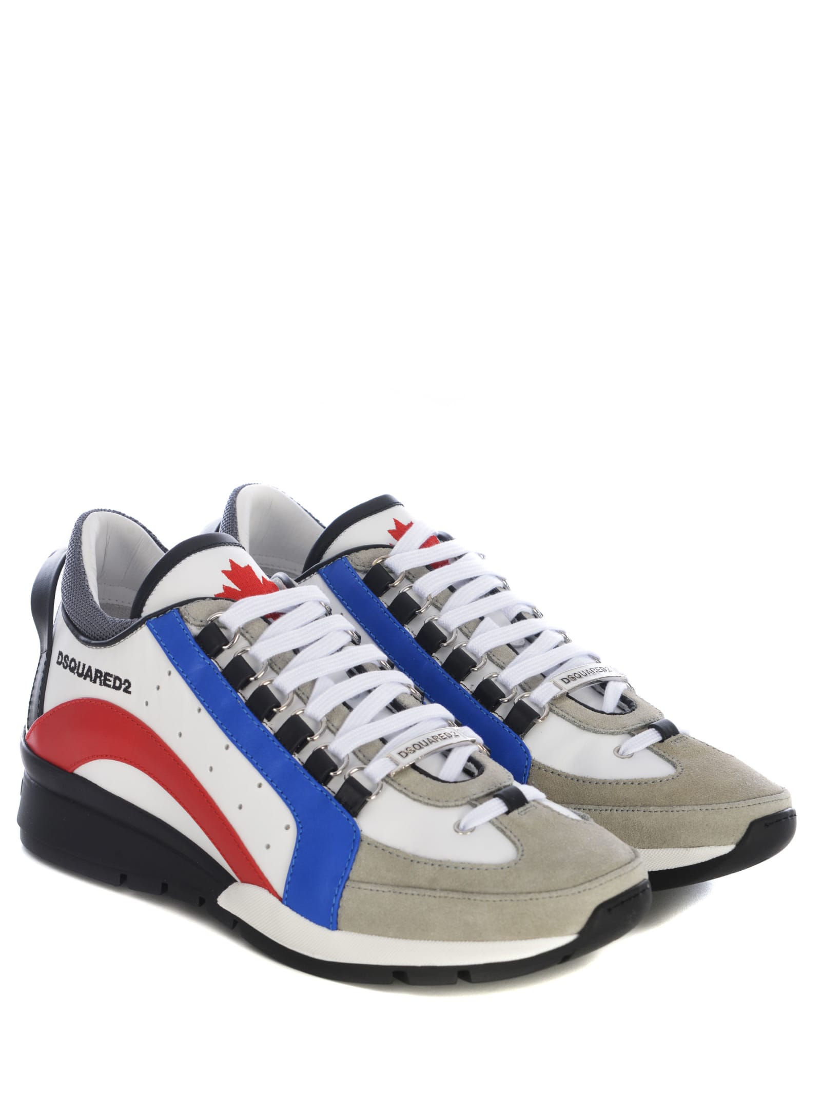 Shop Dsquared2 Sneakers  Legendary Made Of Leather In Bianco/blu/rosso