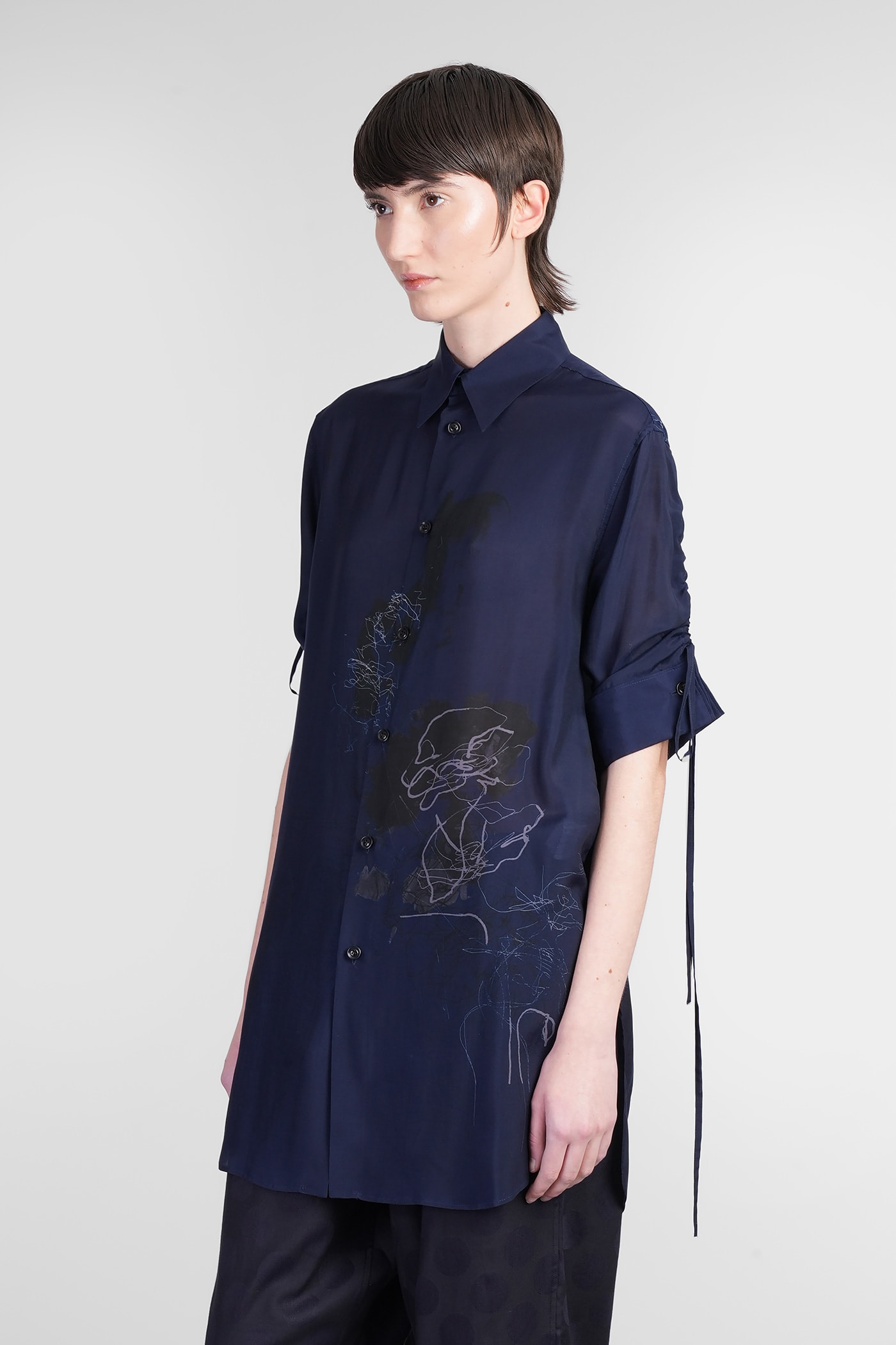 Yohji Yamamoto Shirt In Blue Polyamide Polyester In Blue