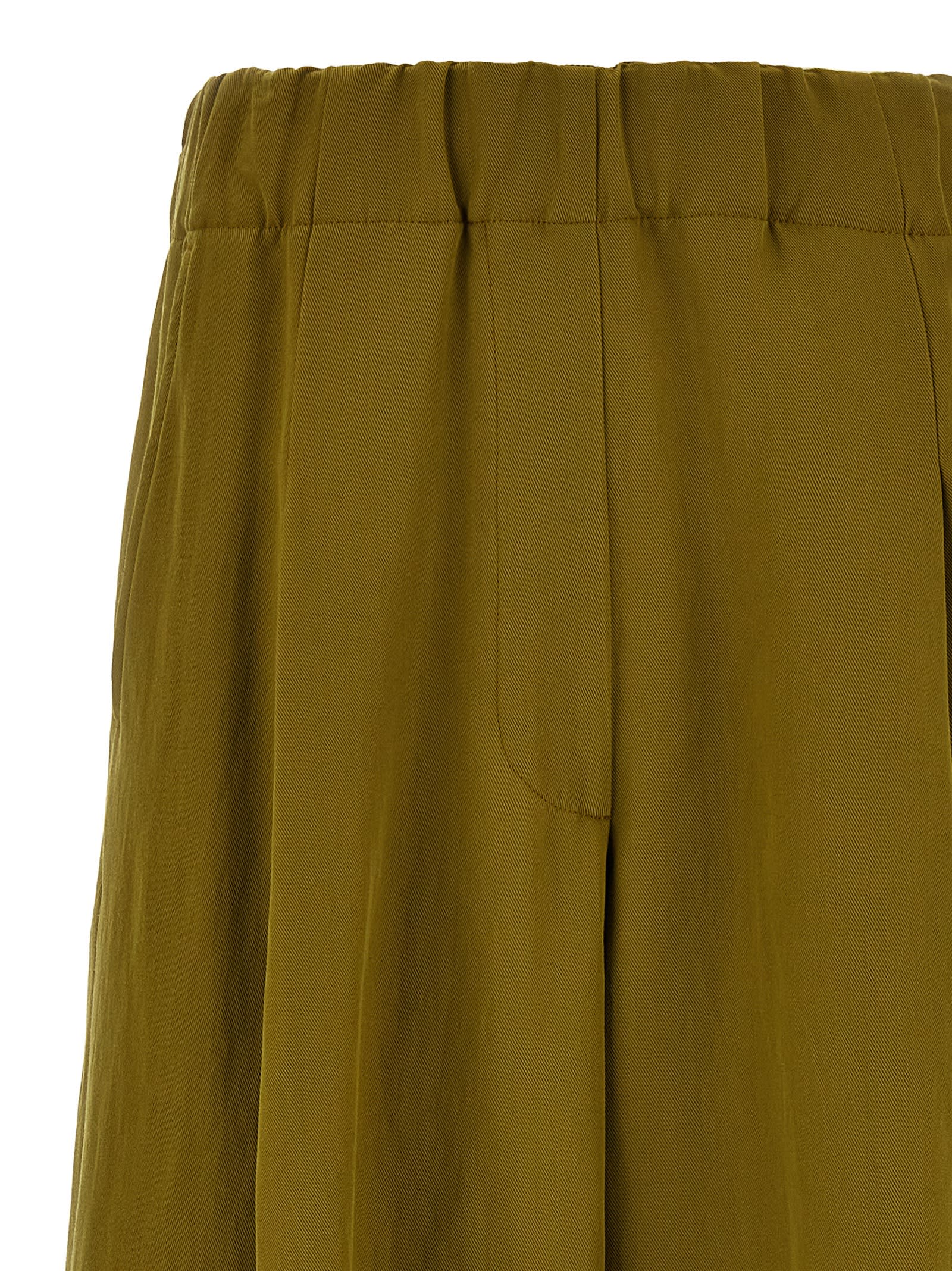 Dries Van Noten Trousers Wide Leg Elastic Waistband In Green