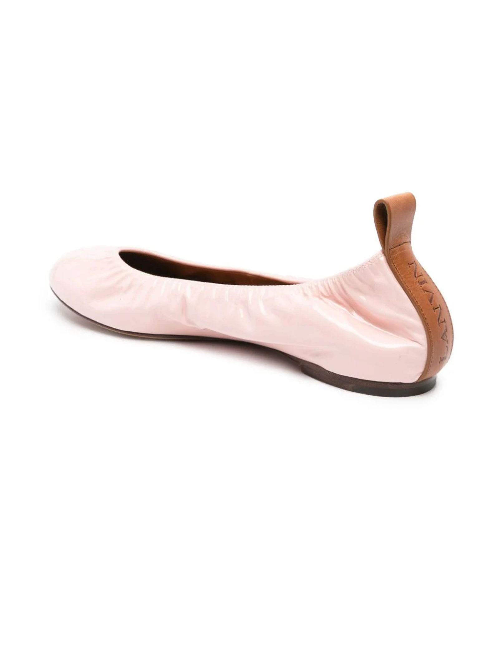 Shop Lanvin Pink Patent Leather Ballerina Shoes