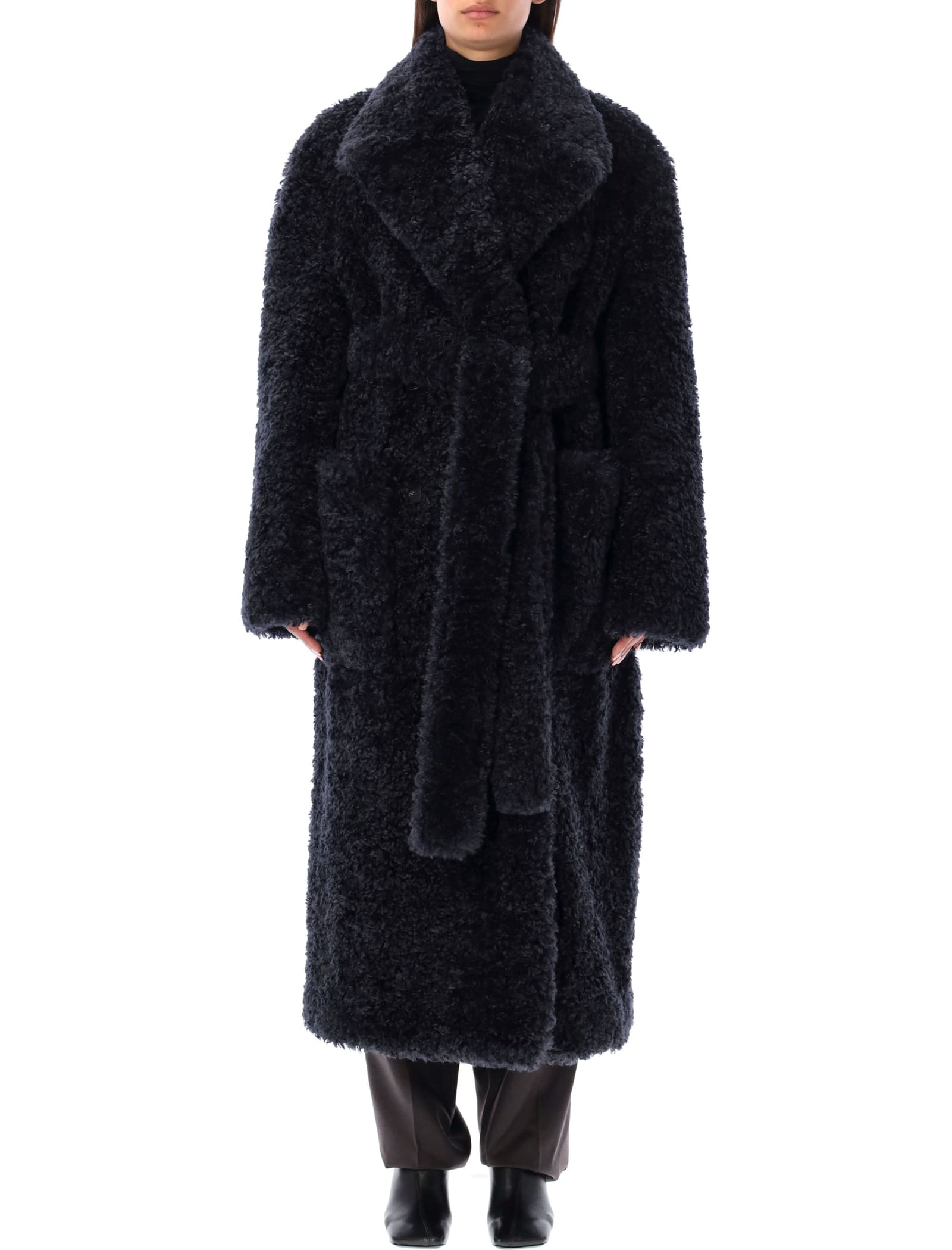 Belted Eco Fur Coat