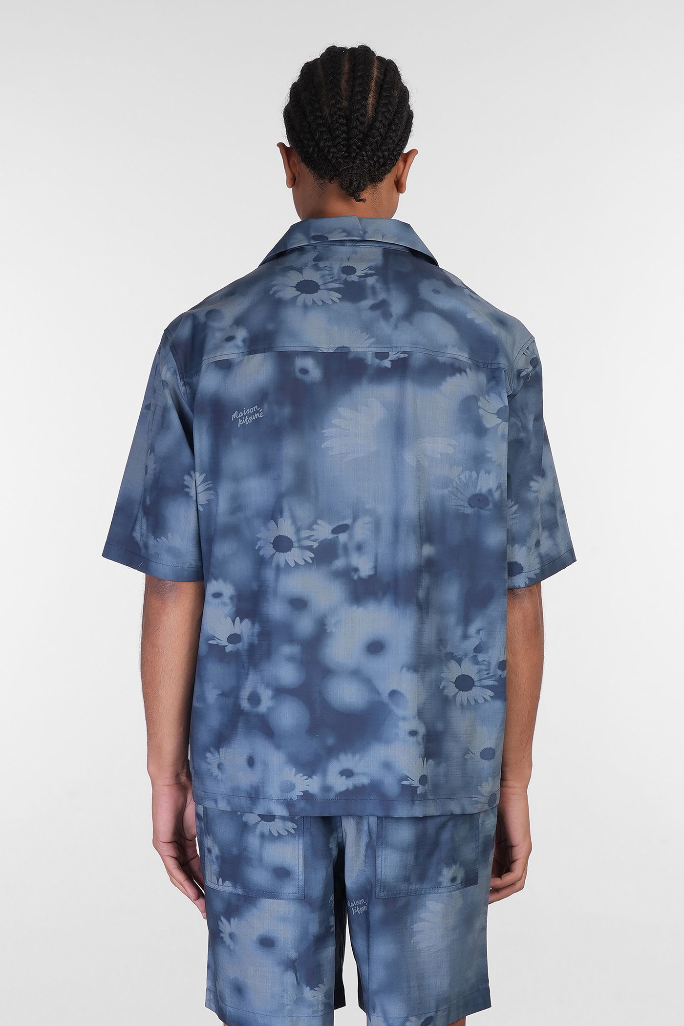 Shop Maison Kitsuné Shirt In Blue Cotton
