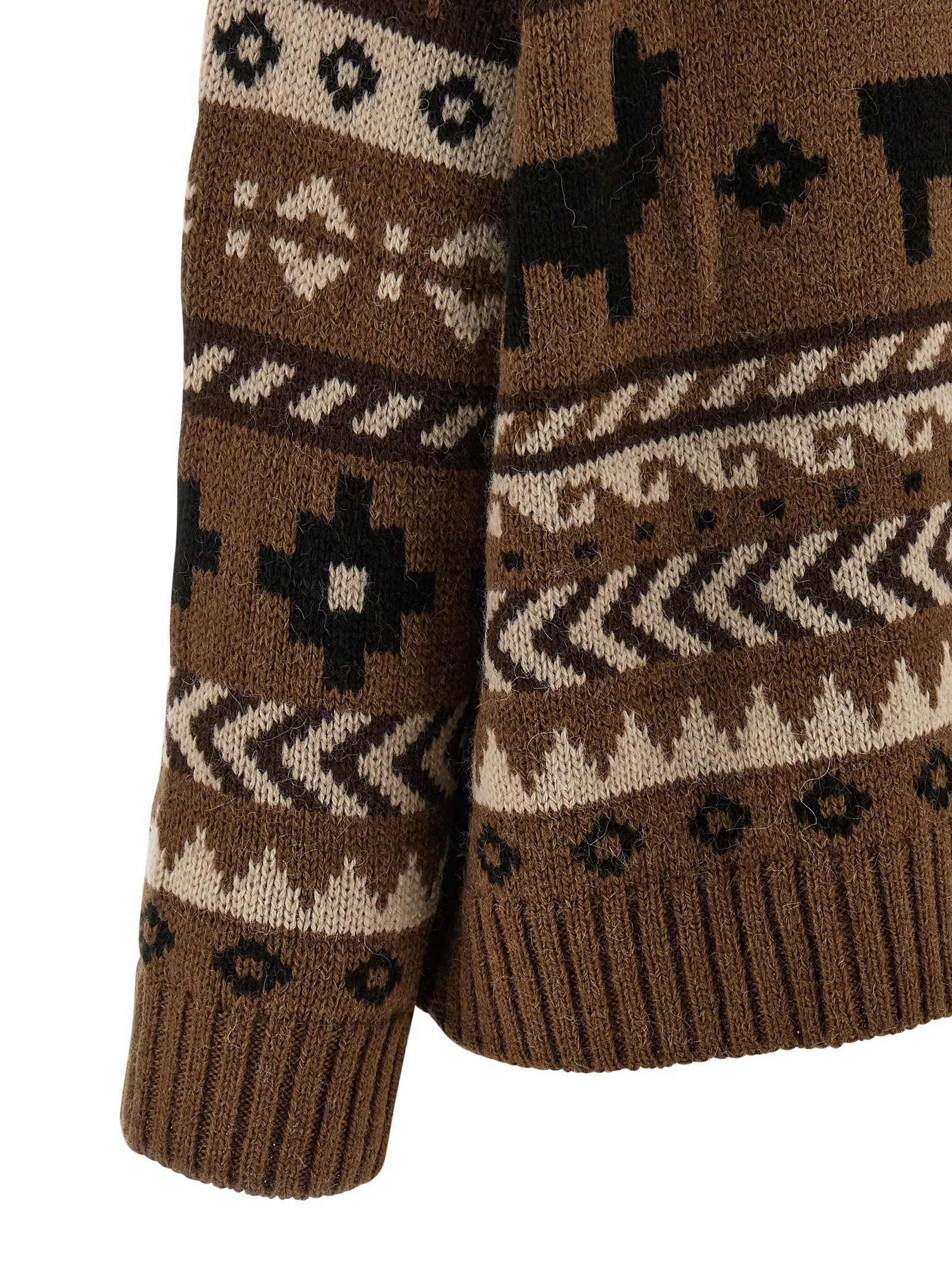 Weekend Max Mara V-neck Cardigan With Ribbed Cuffs And Hem In Multi