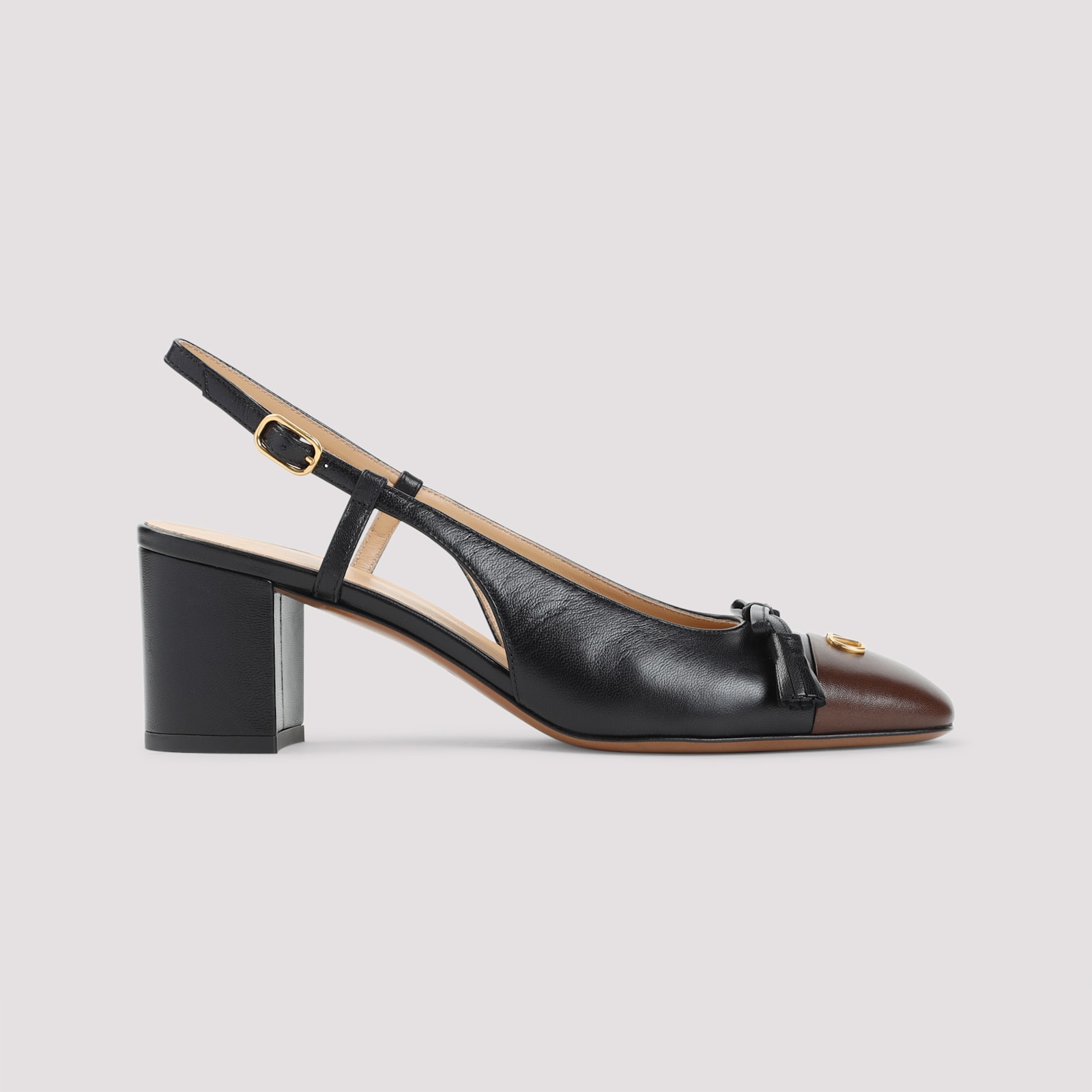 Valentino Valet Du Roi Vlogo Leather Slingback Pumps In Black