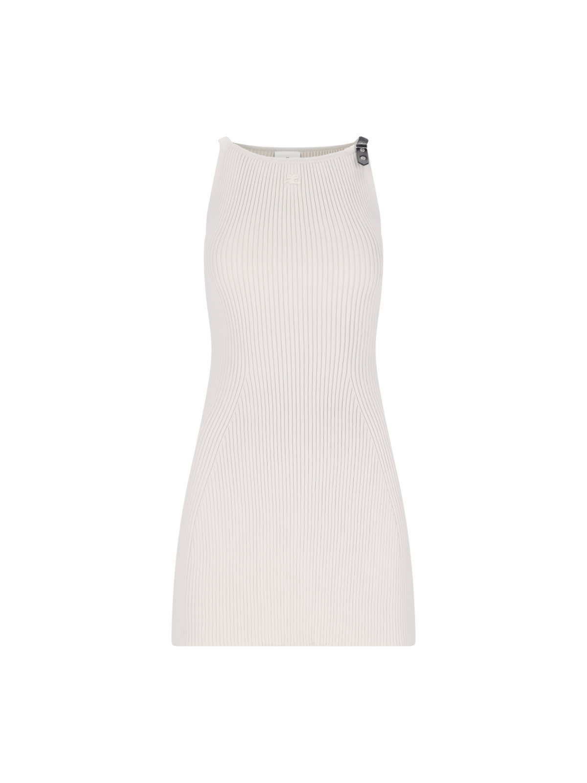 Courrèges Ribbed Mini Dress In Beige
