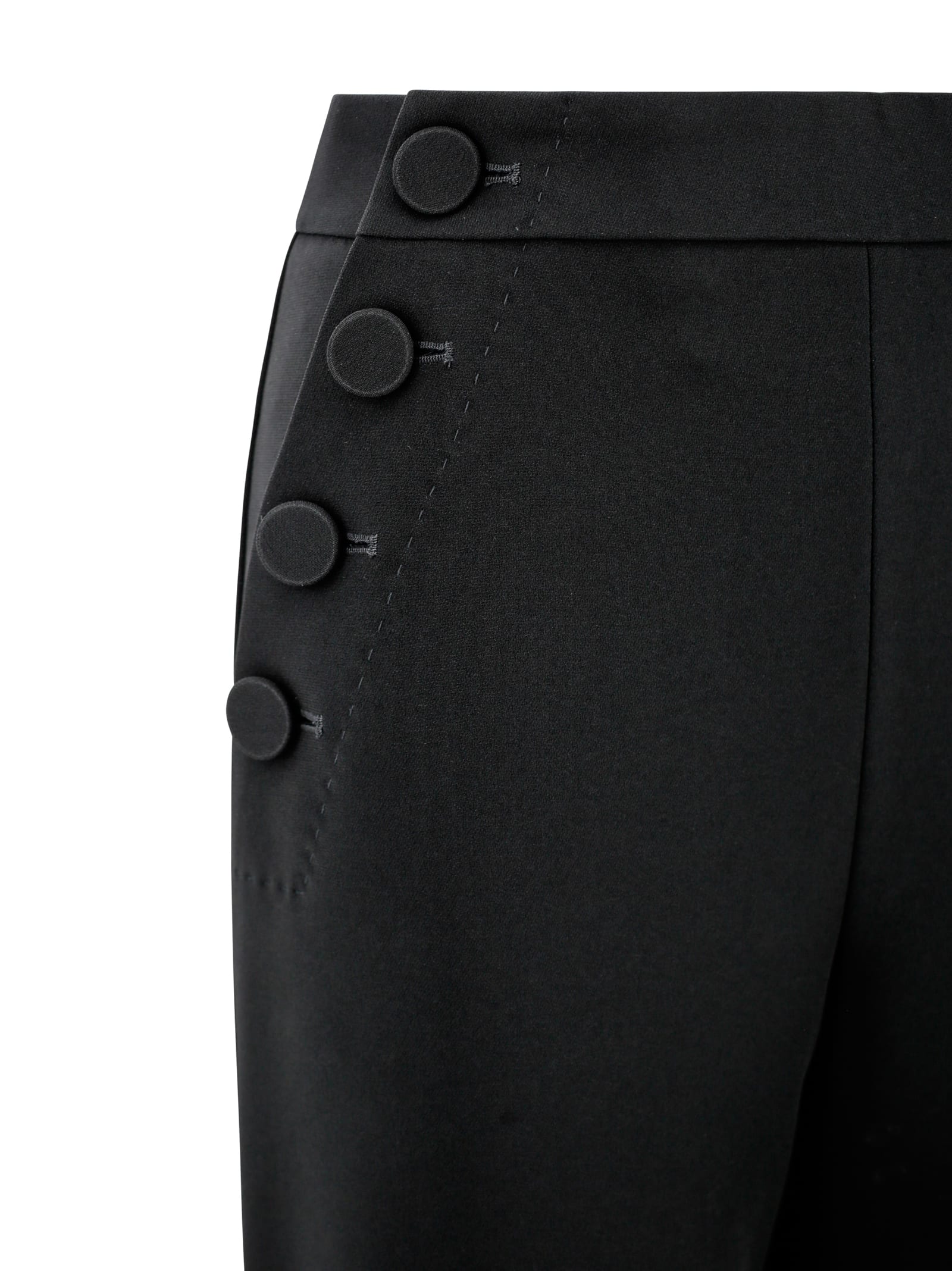 Max Mara Midnight Blue Stretch Cotton Orche Wide-leg Pant In Nero