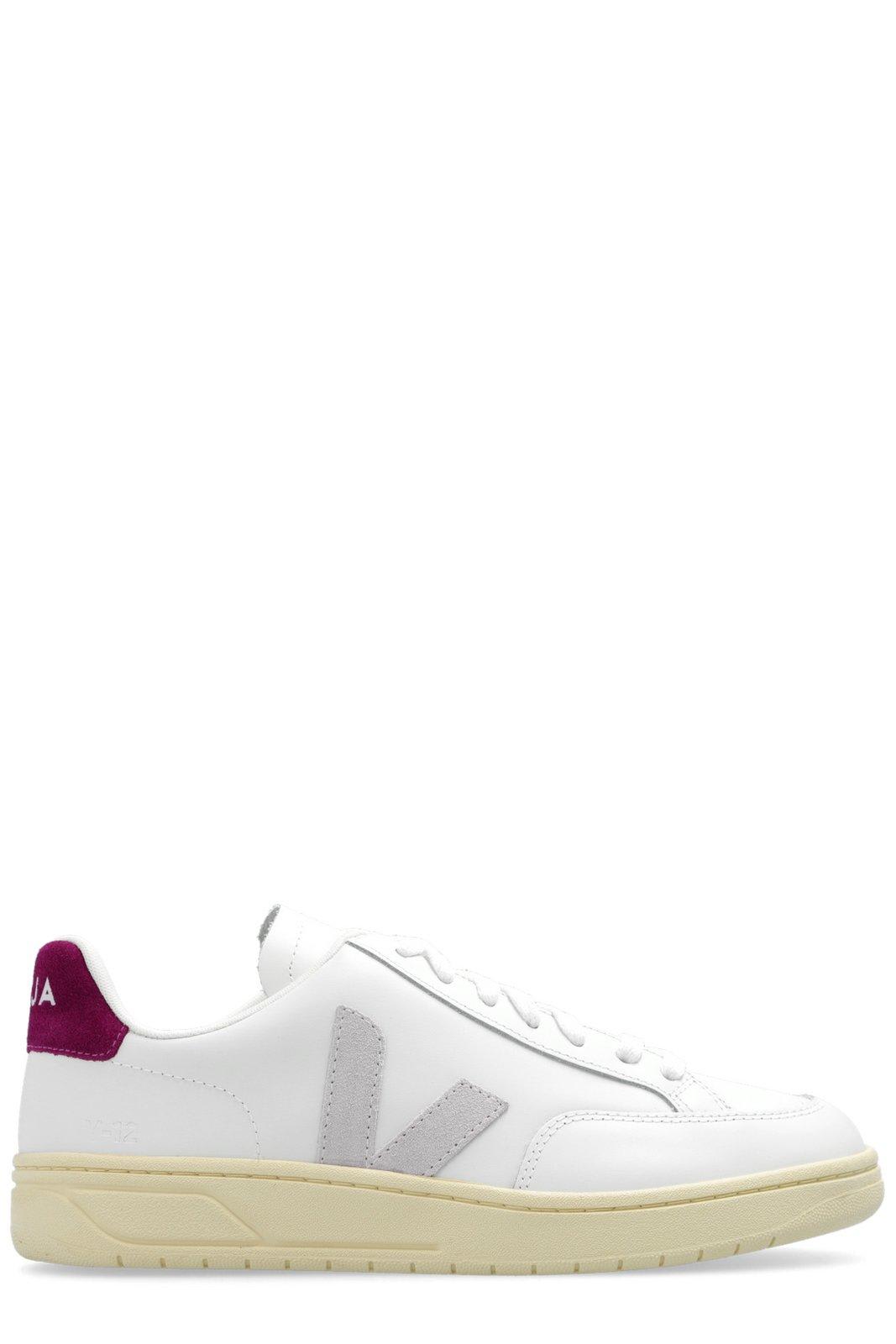 Shop Veja V-12 Low-top Sneakers In Extra White Parme Magenta