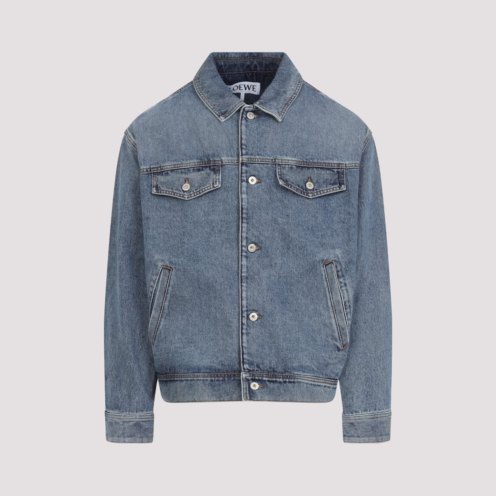 Loewe Anagram Cut-outs Denim Jacket In Blue