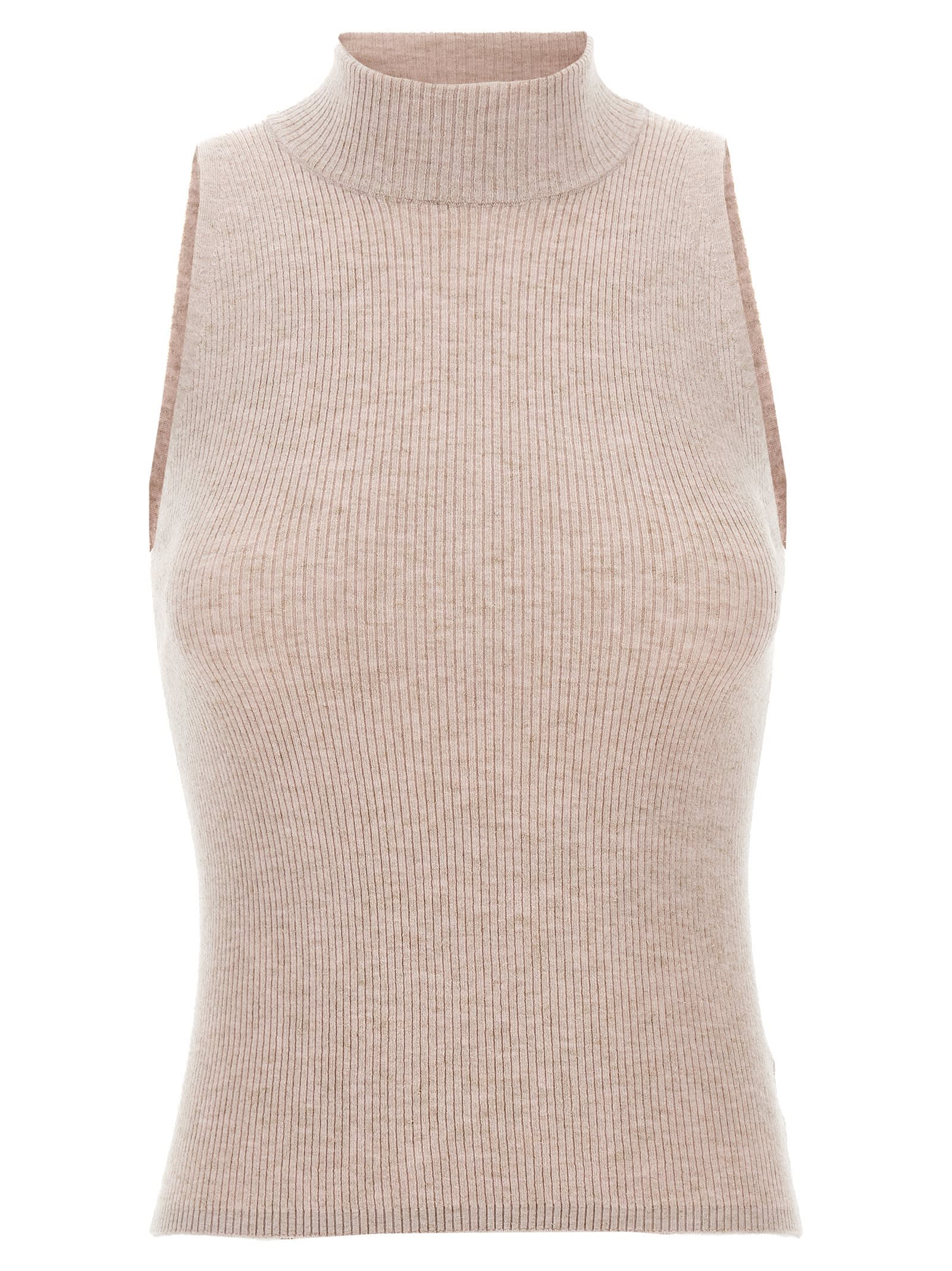 Shop Brunello Cucinelli Glitter Ribbed Vest In Pink