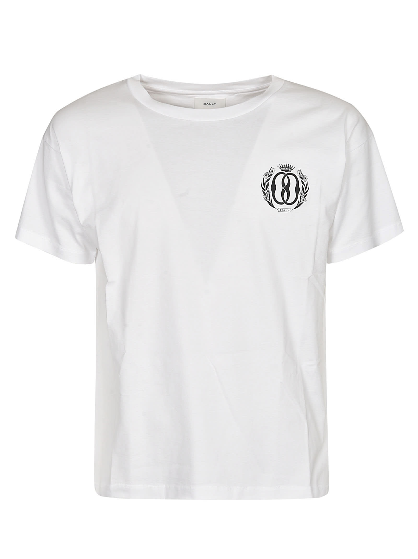 Shop Bally Crowned Logo Print T-shirt In White
