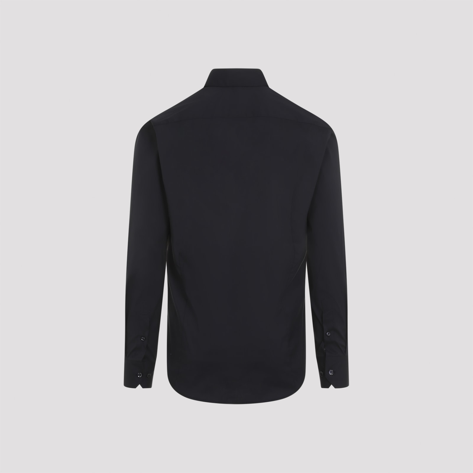 Giorgio Armani Long-sleeved Button-up Shirt In Dark Navy