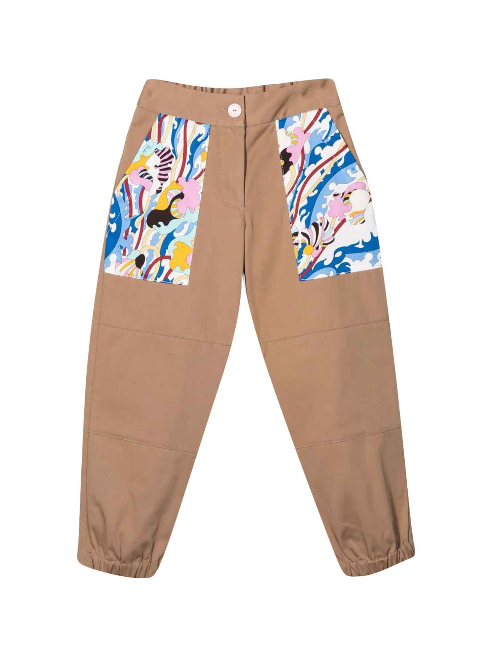 Emilio Pucci Brown Trousers With Multicolor Insert