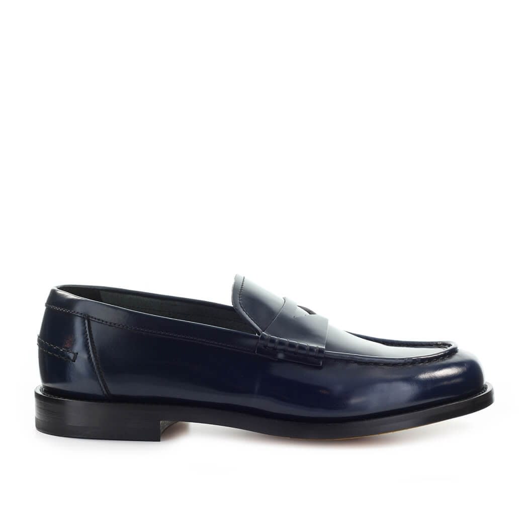 Doucal's NAVY BLUE LEATHER PENNY LOAFER