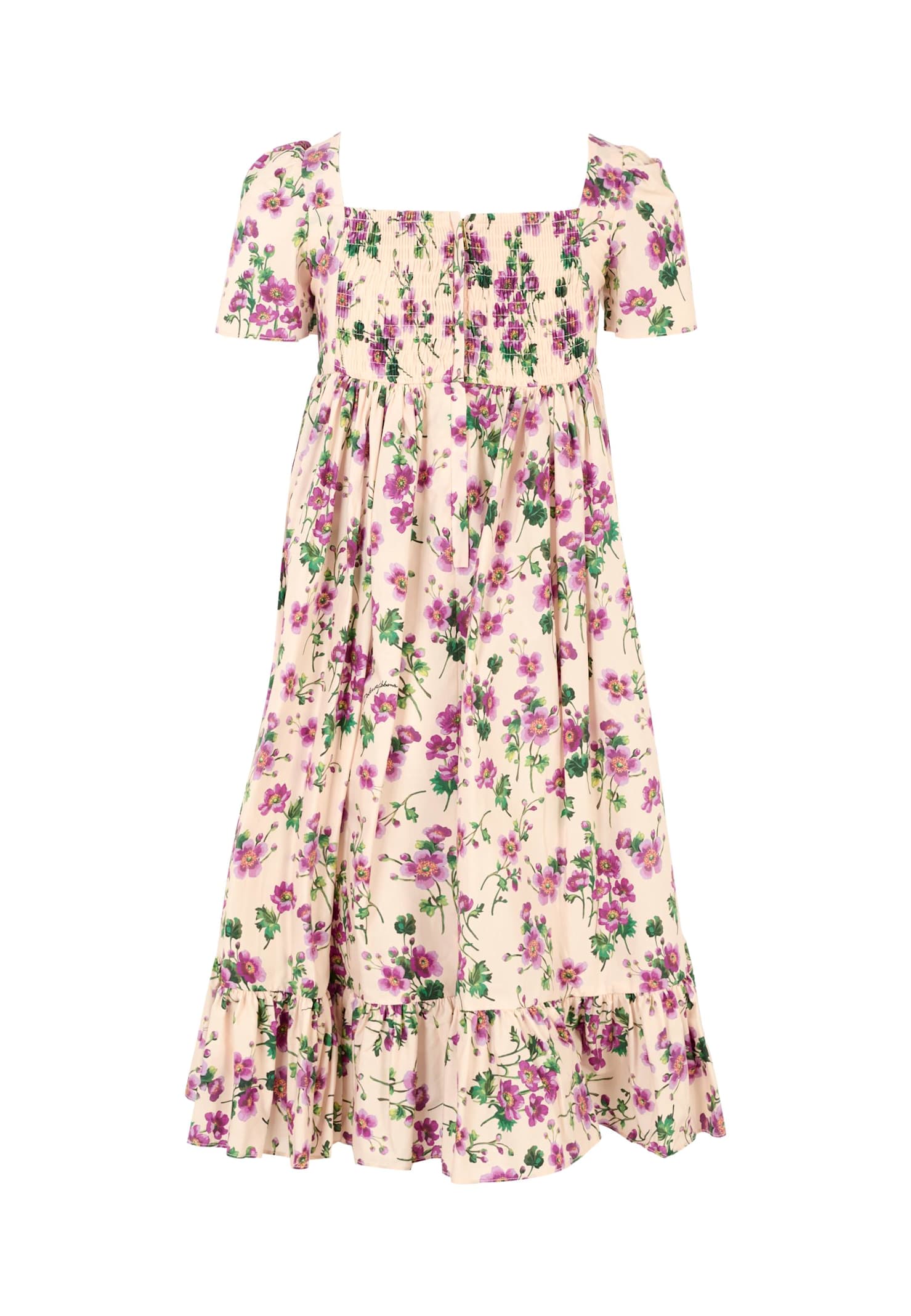 Dolce & Gabbana Pink Dress For Girl With Flowers In Pink