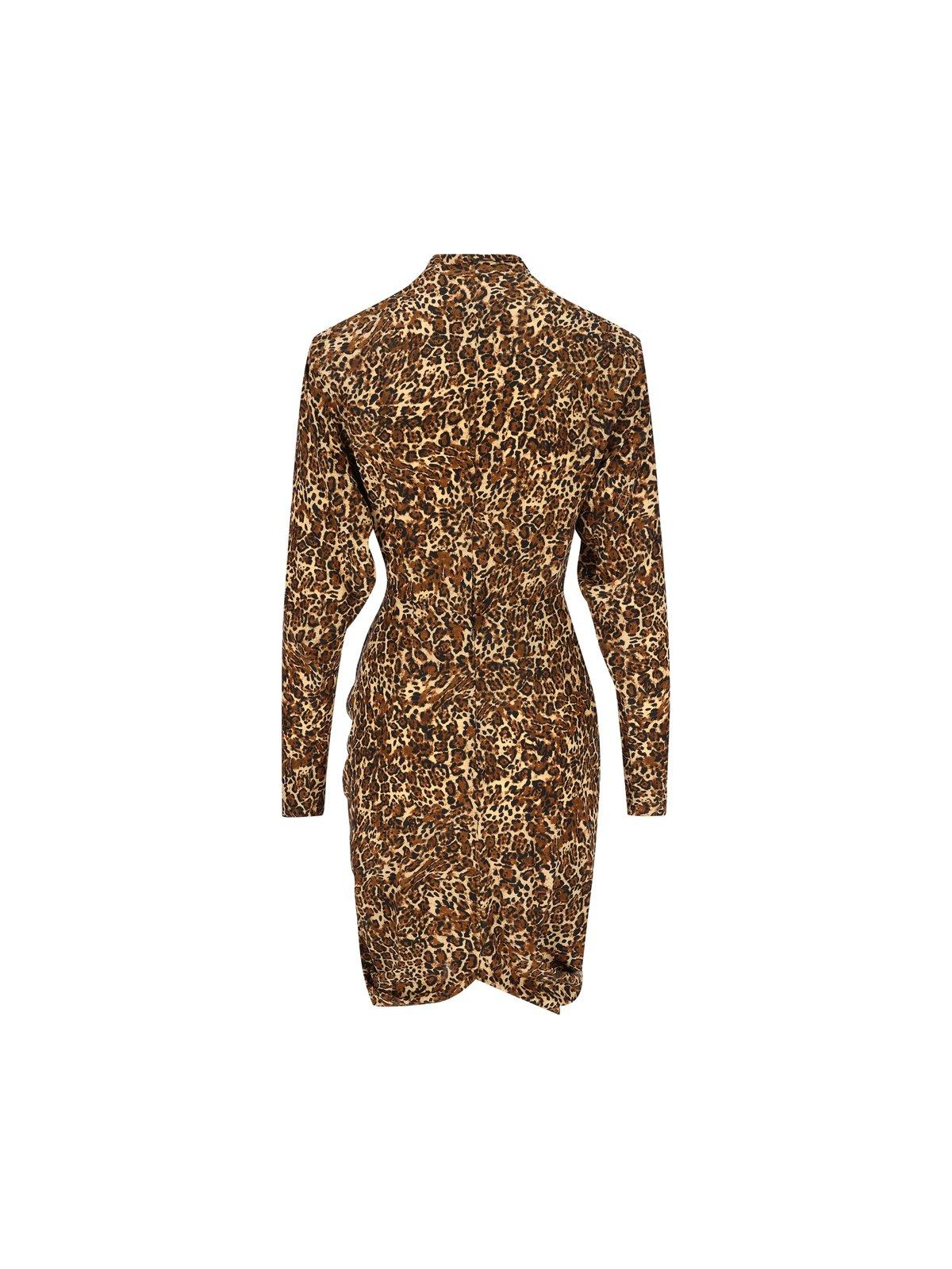 Shop Isabel Marant Pattern-printed Long-sleeved Dress In Brown