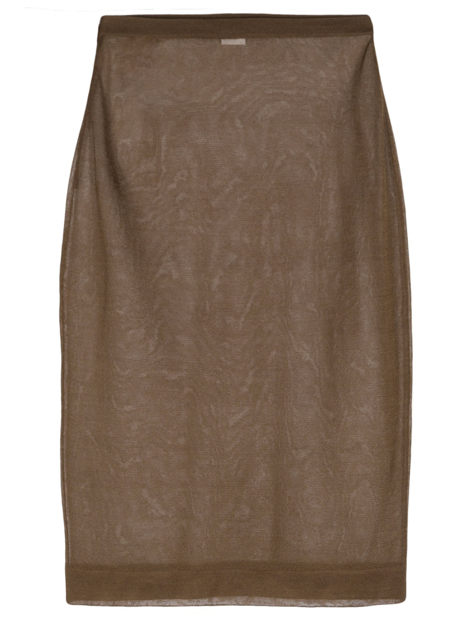 Shop Saint Laurent Knitted Pencil Skirt In Brown