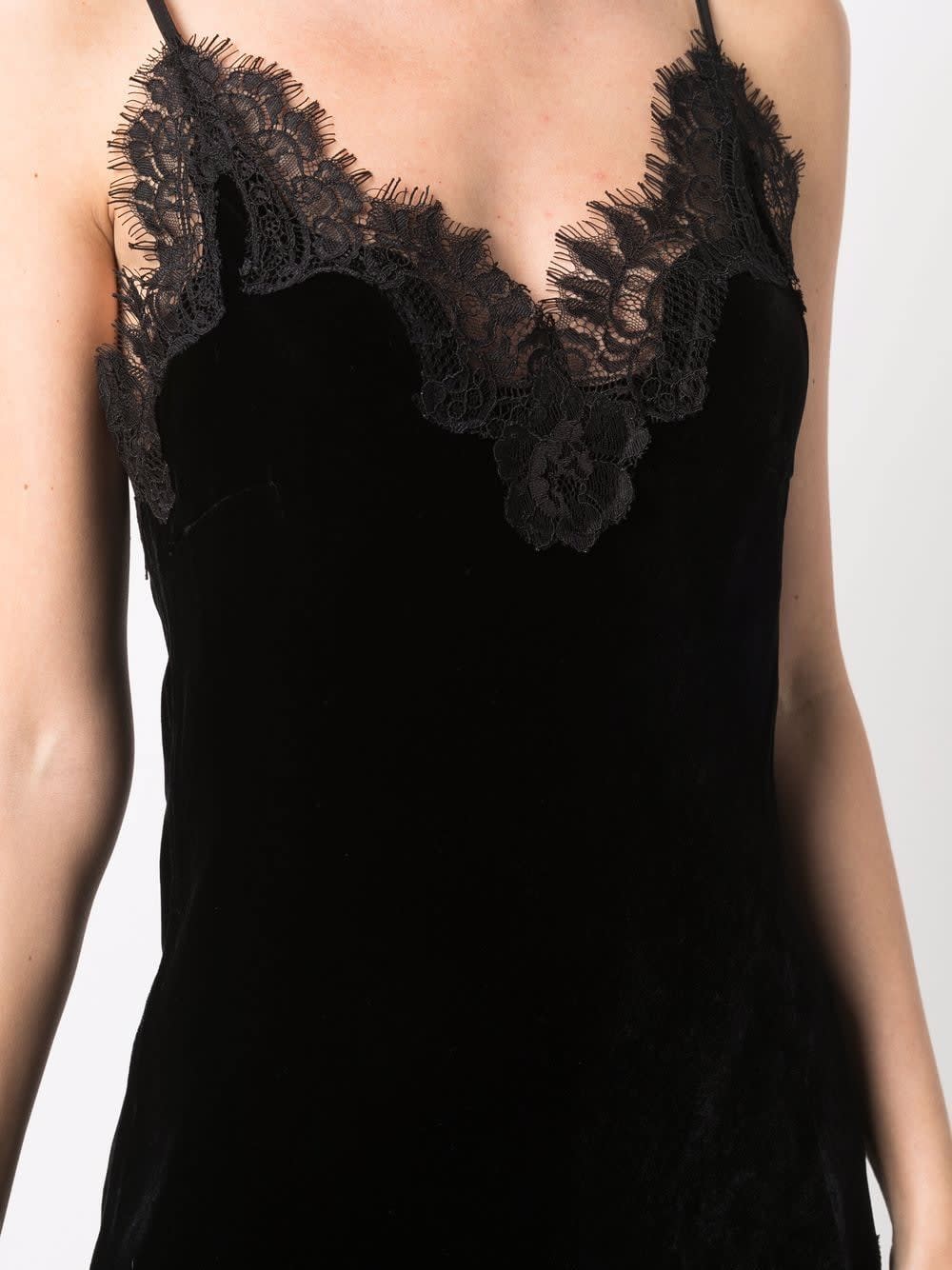 Gold Hawk Lace-trim Sleeveless Top In Black