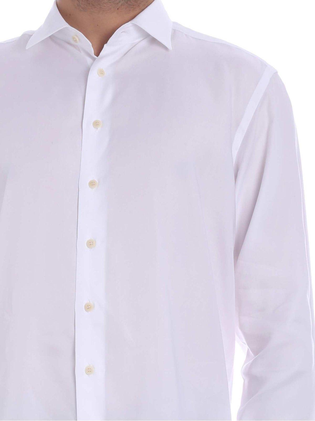 Shop Etro Buttoned-up Long-sleeved Shirt In Bianco
