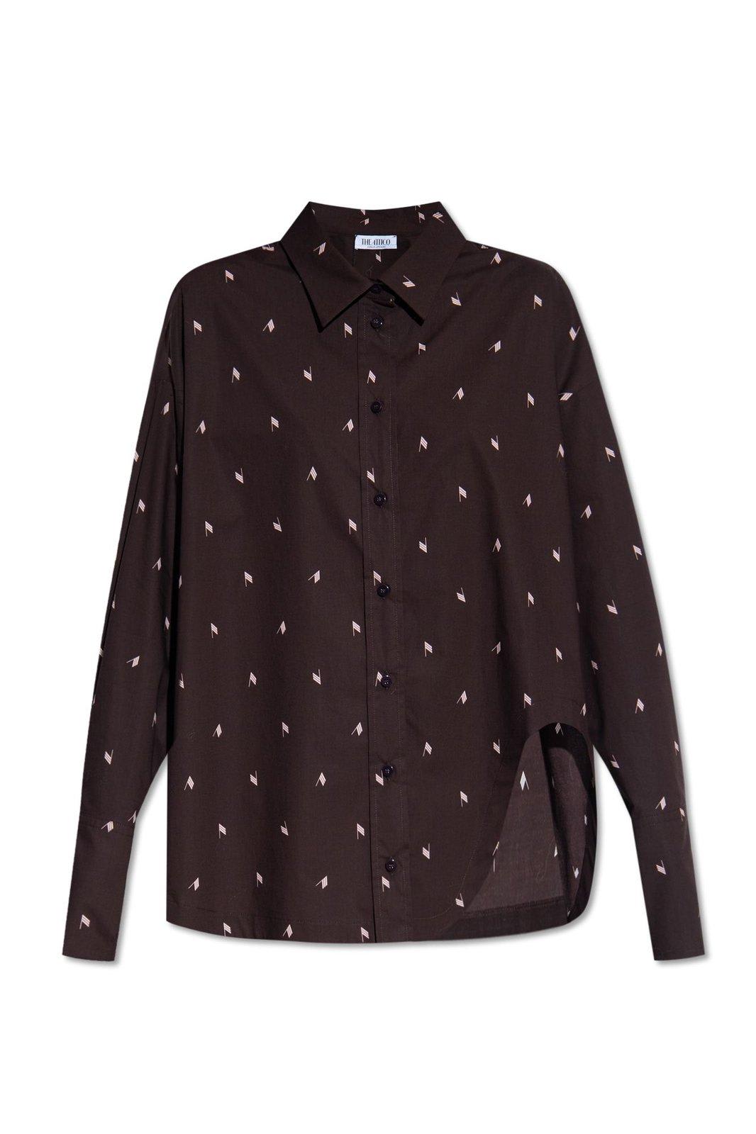Shop Attico Diana Long-sleeved Shirt In Brown/pink