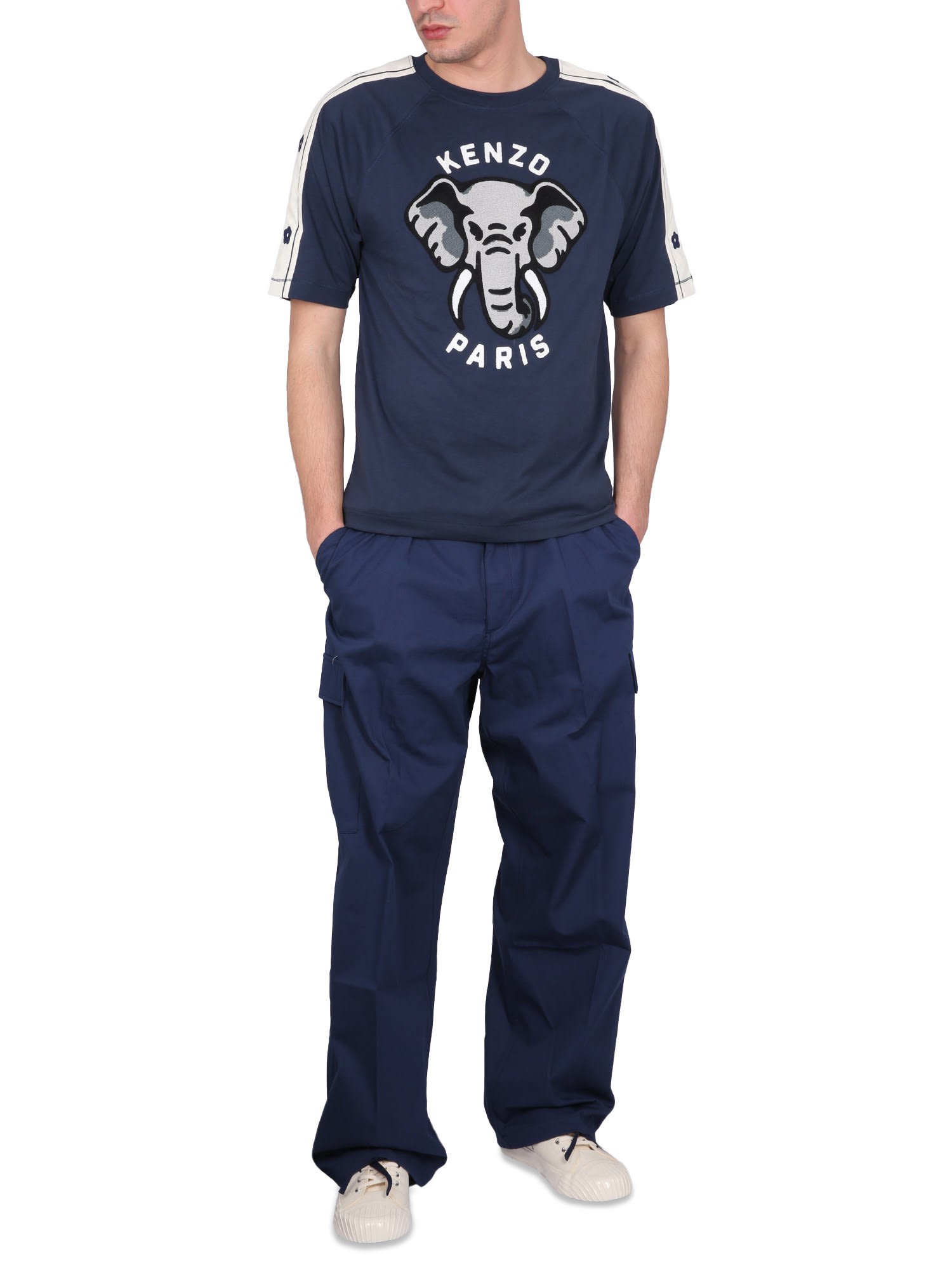 Kenzo Blue Cargo Trousers In Blue