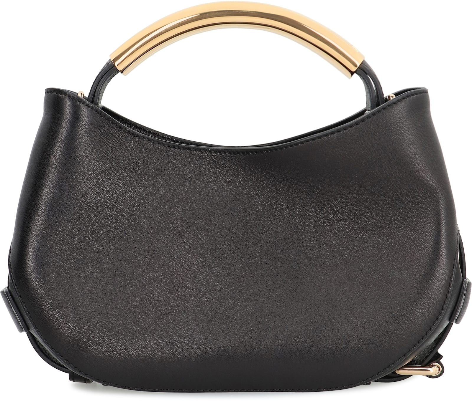 Moschino Curved-handle Leather Tote Bag In Black