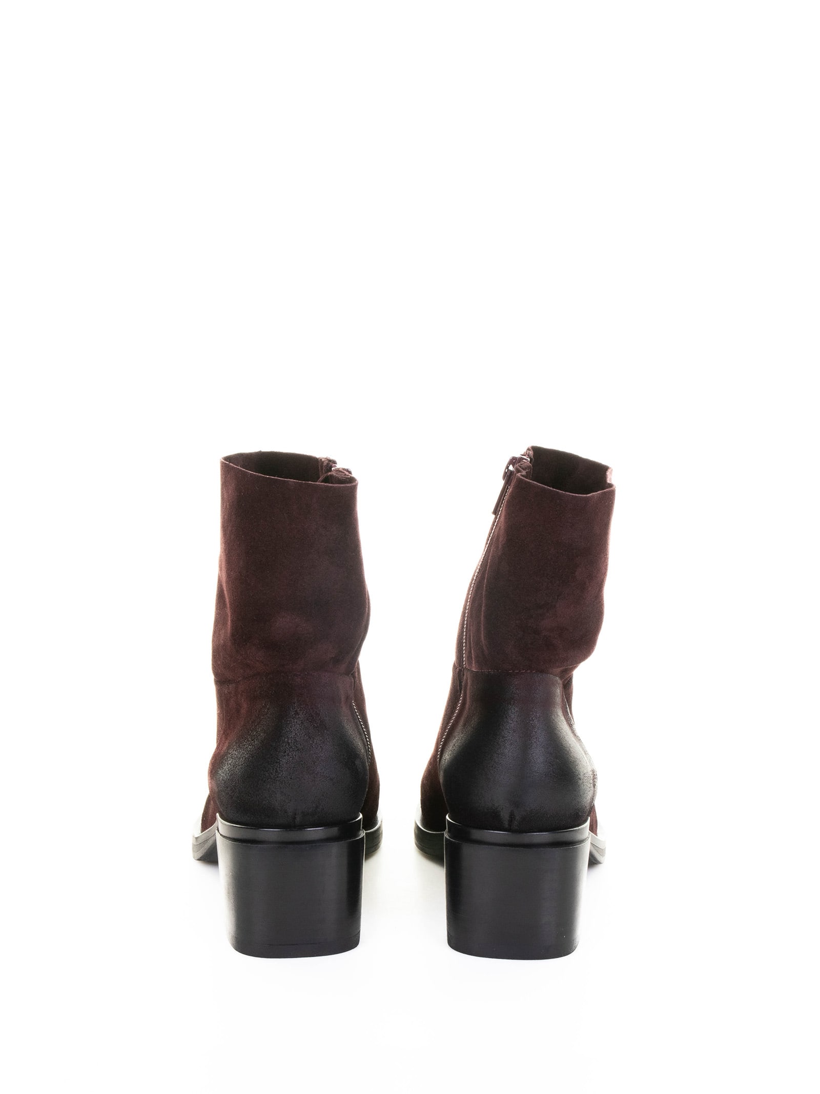 Elena Iachi Suede Ankle Boot With Rubber Sole In Brown