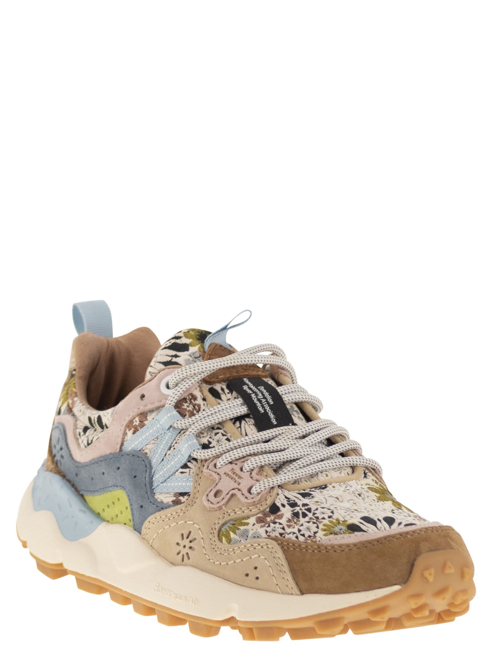 Flower Mountain Yamano 3 - Sneakers In Suede And Technical Fabric In Multi