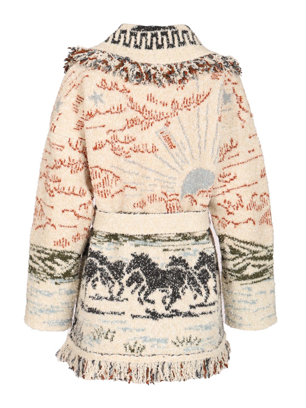 Alanui Sunset Riders Cardigan Knitwear Beige In Multi