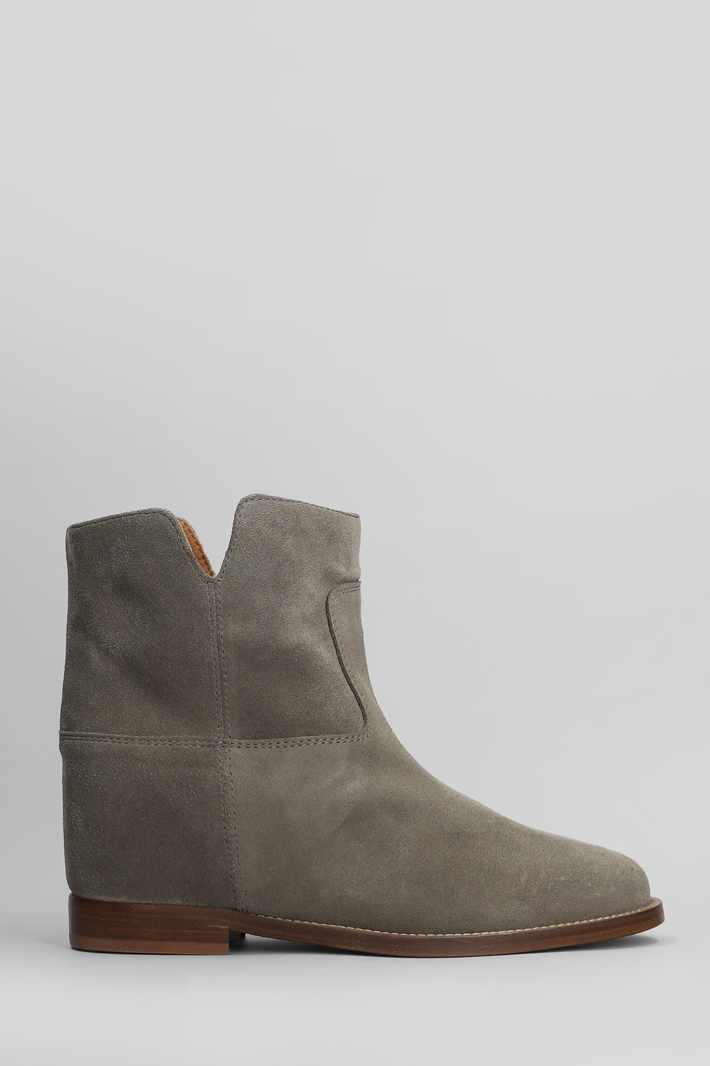 Ankle Boots Inside Wedge In Grey Suede