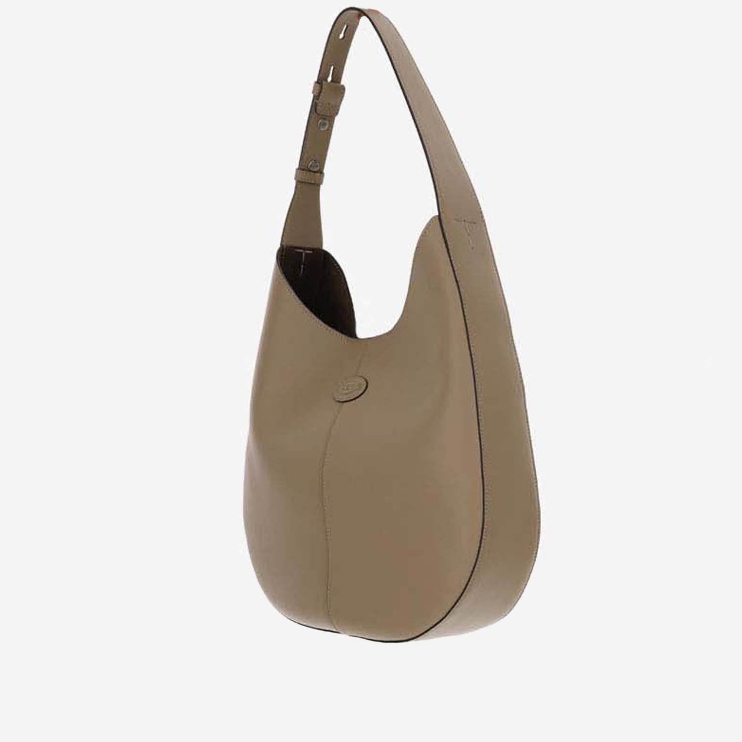 Shop Tod's Small Leather Hobo Bag In Beige