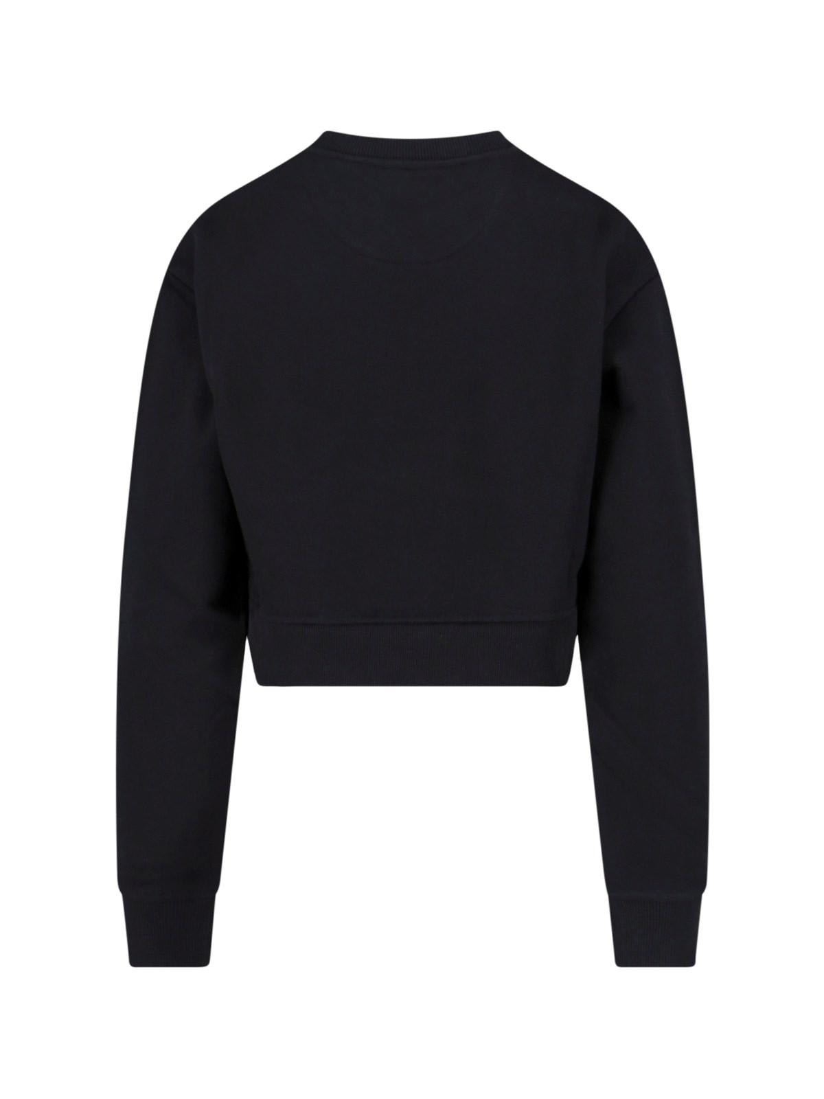 Shop Fendi Logo Cropped Sweatshirt In Black