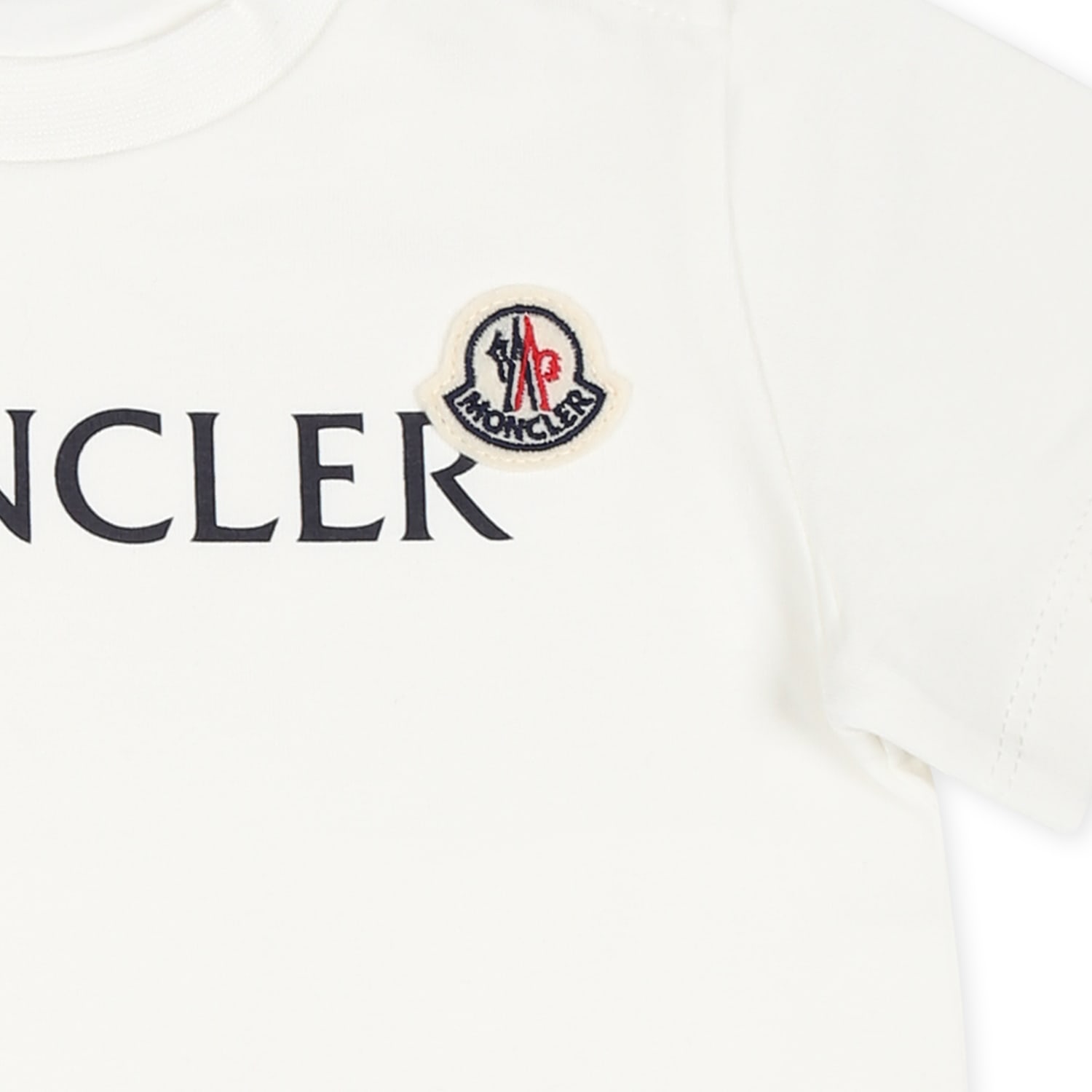 Shop Moncler White T-shirt For Babykids With Logo