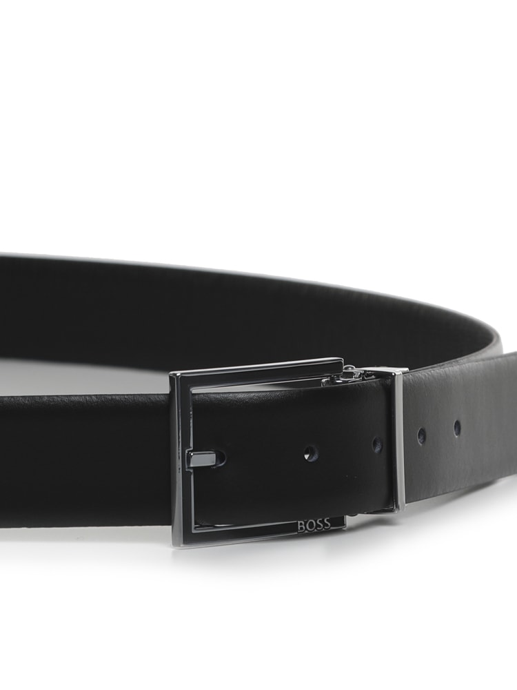 Shop Hugo Boss Leather Belt With Metal Buckle In Black