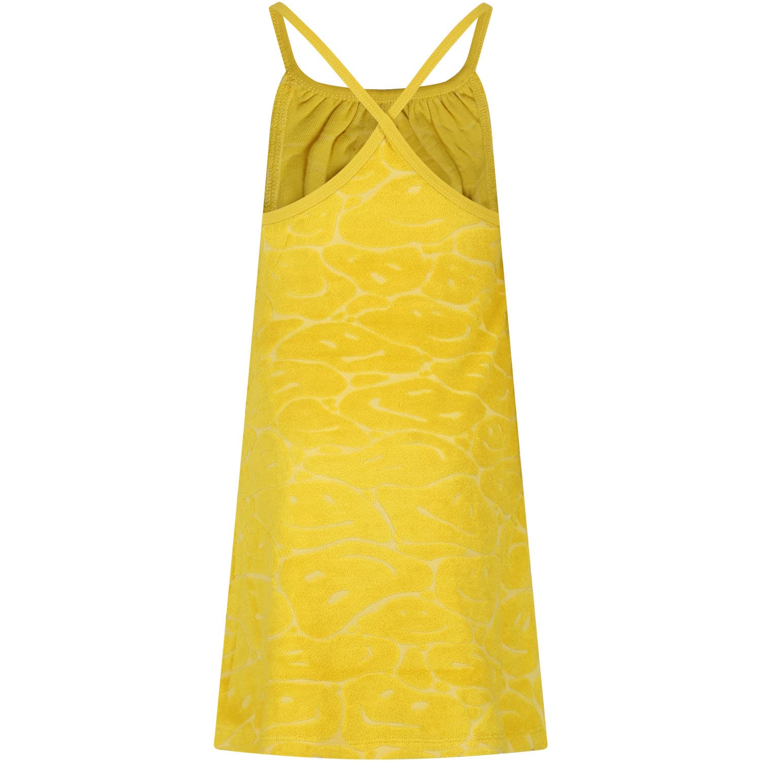 Shop Molo Yellow Dress For Girl With Smileys