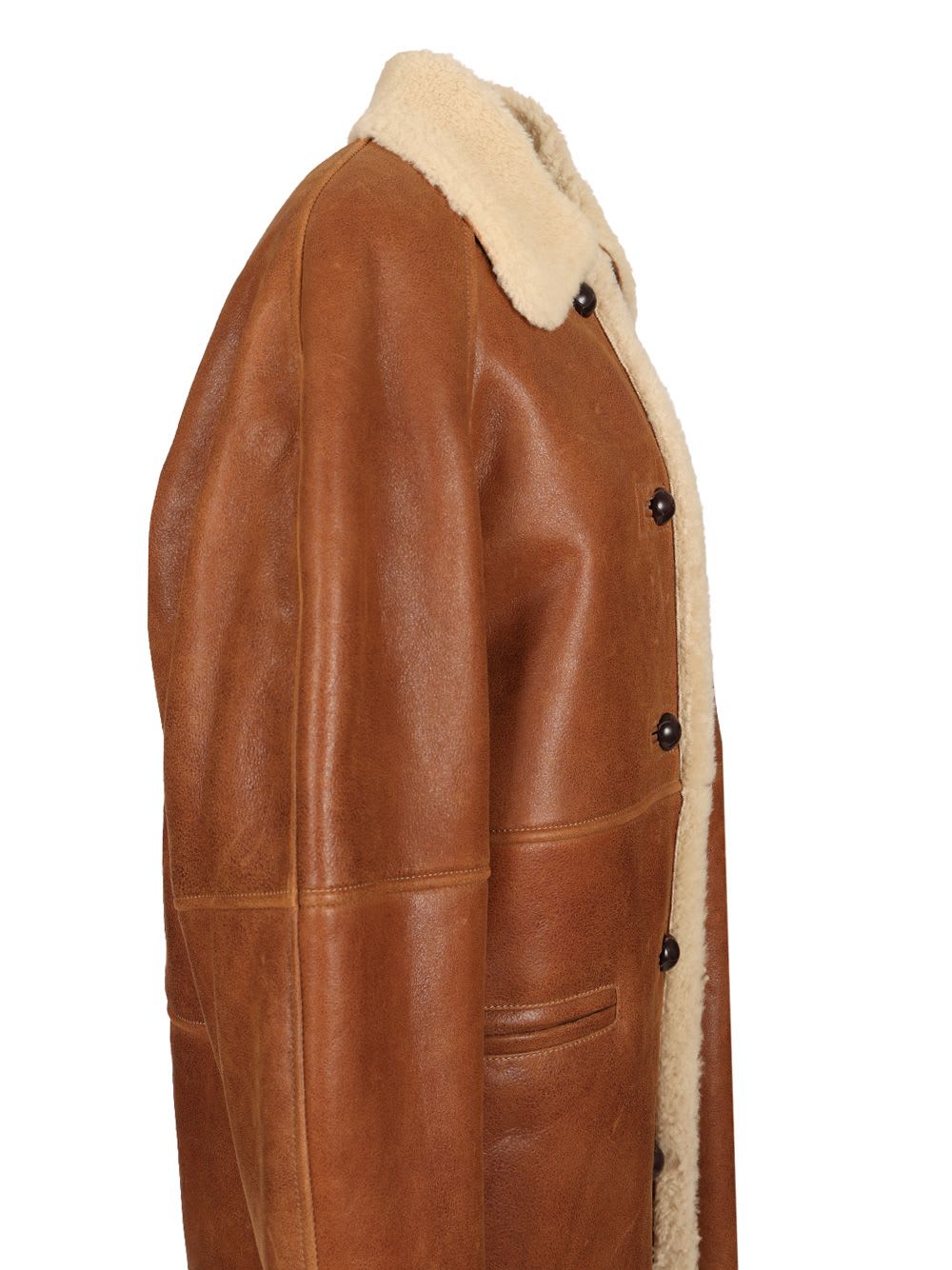 Isabel Marant Longline Jacket Shearling Collar In Brown