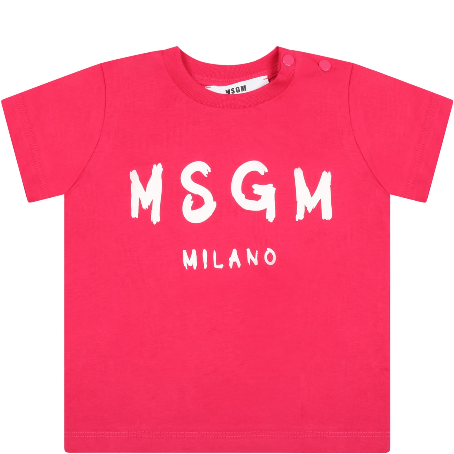 MSGM Fuchsia T-shirt For Baby Girl With Logo
