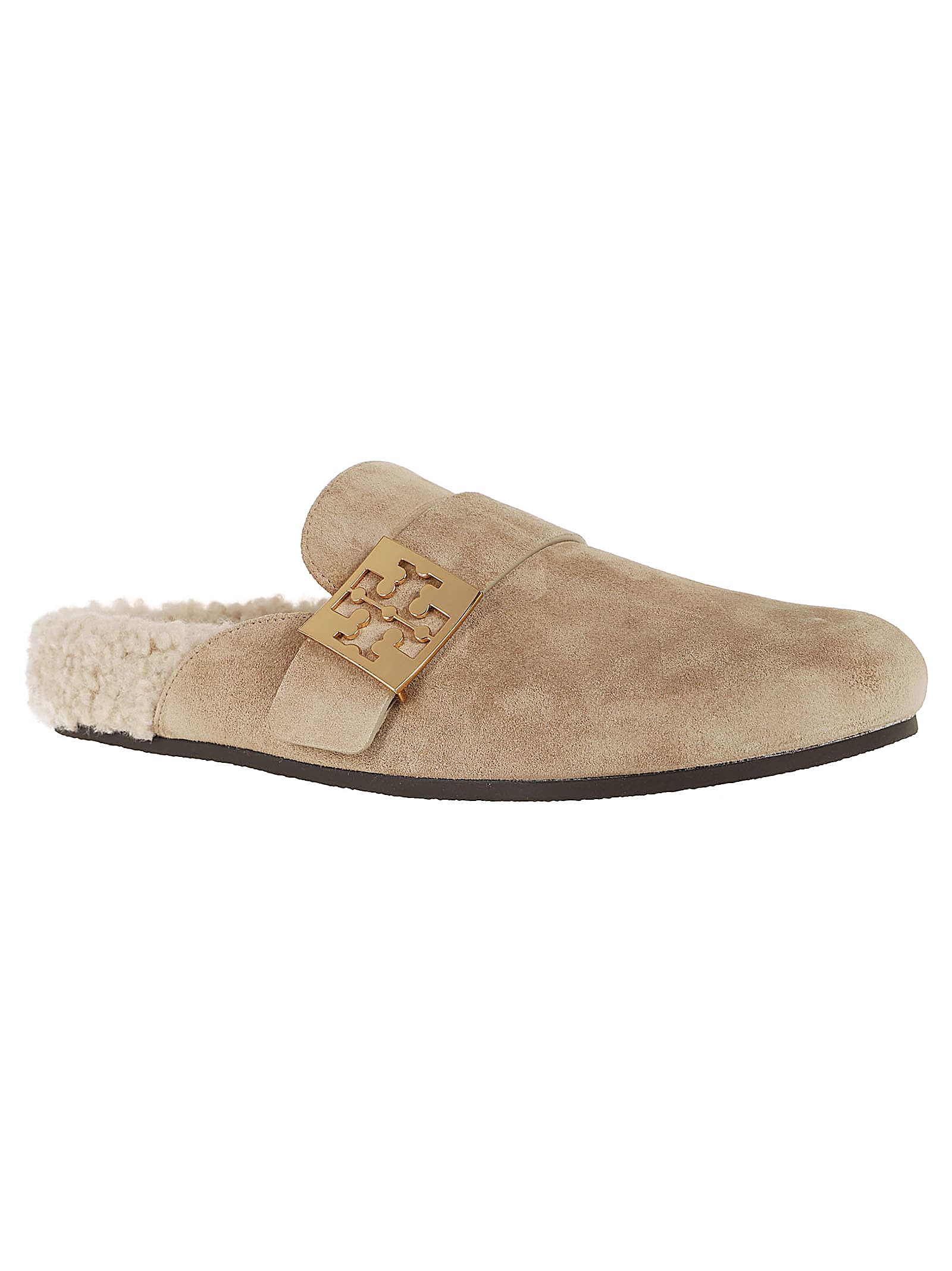 Shop Tory Burch Mellow Shearling Mule In Noisette Taupe