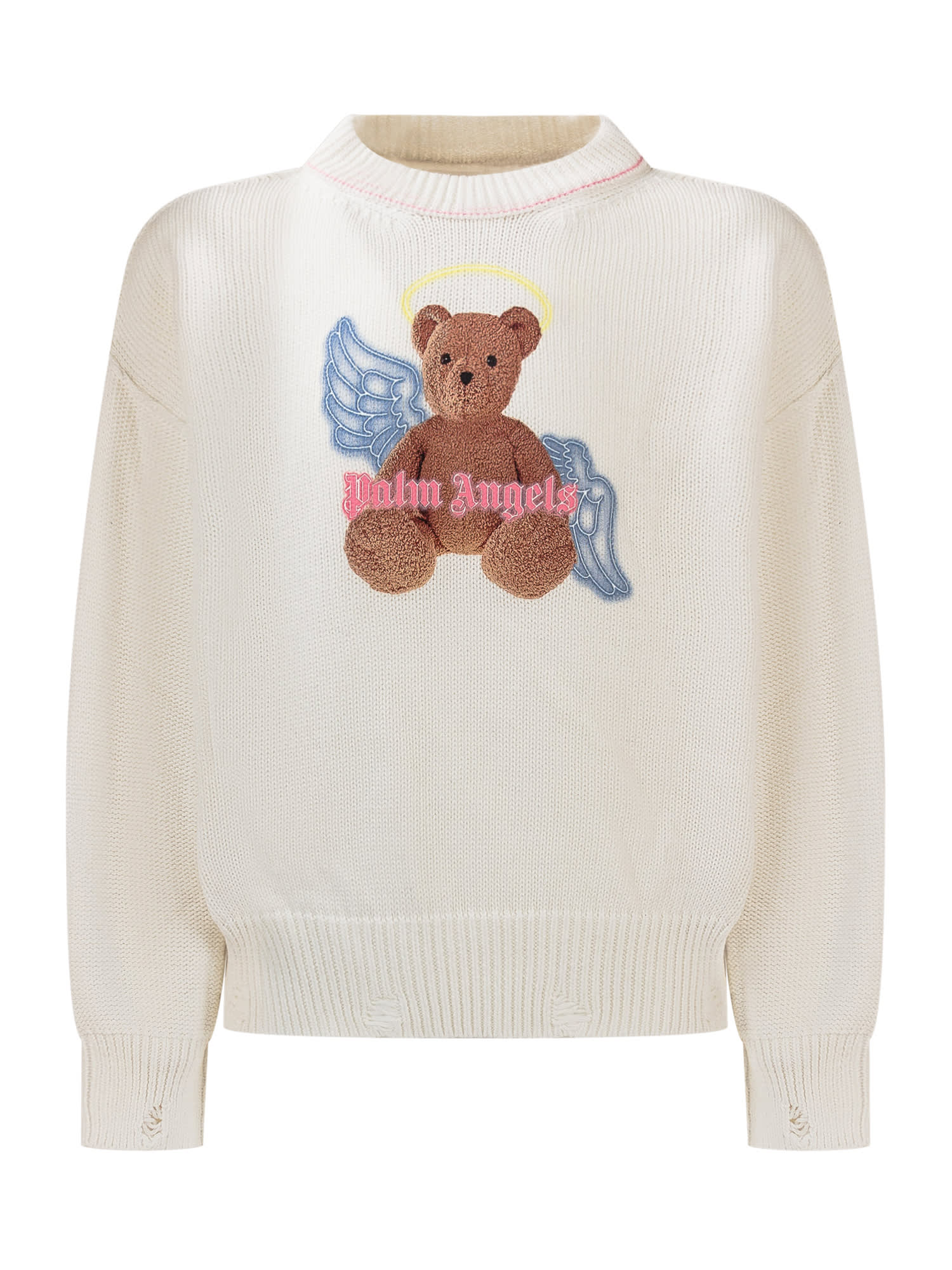 Shop Palm Angels Bear Angel Sweater In Off White Brown