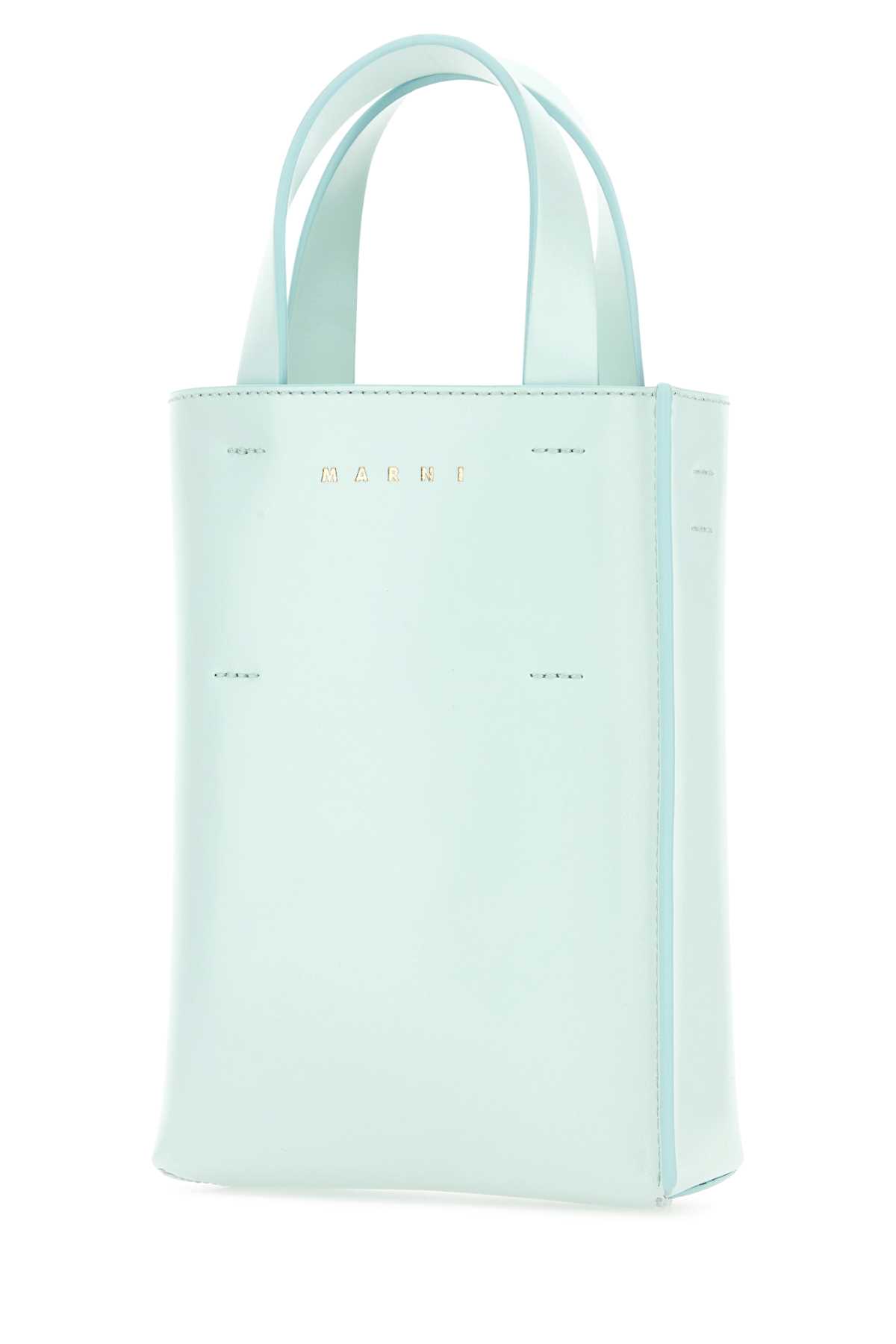 Shop Marni Light Blue Leather Nano Museo Handbag In Mineralice