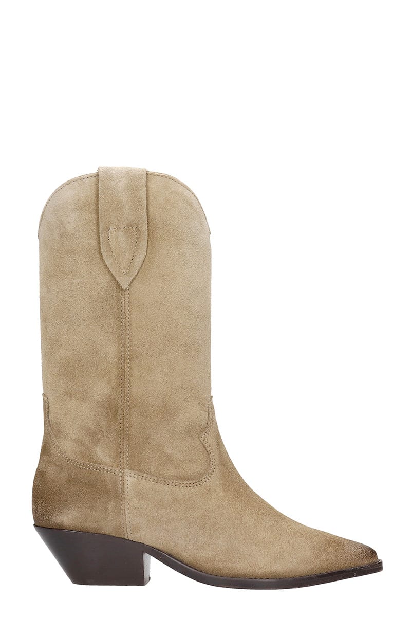 Isabel Marant Duerto Texan Boots In Taupe Suede